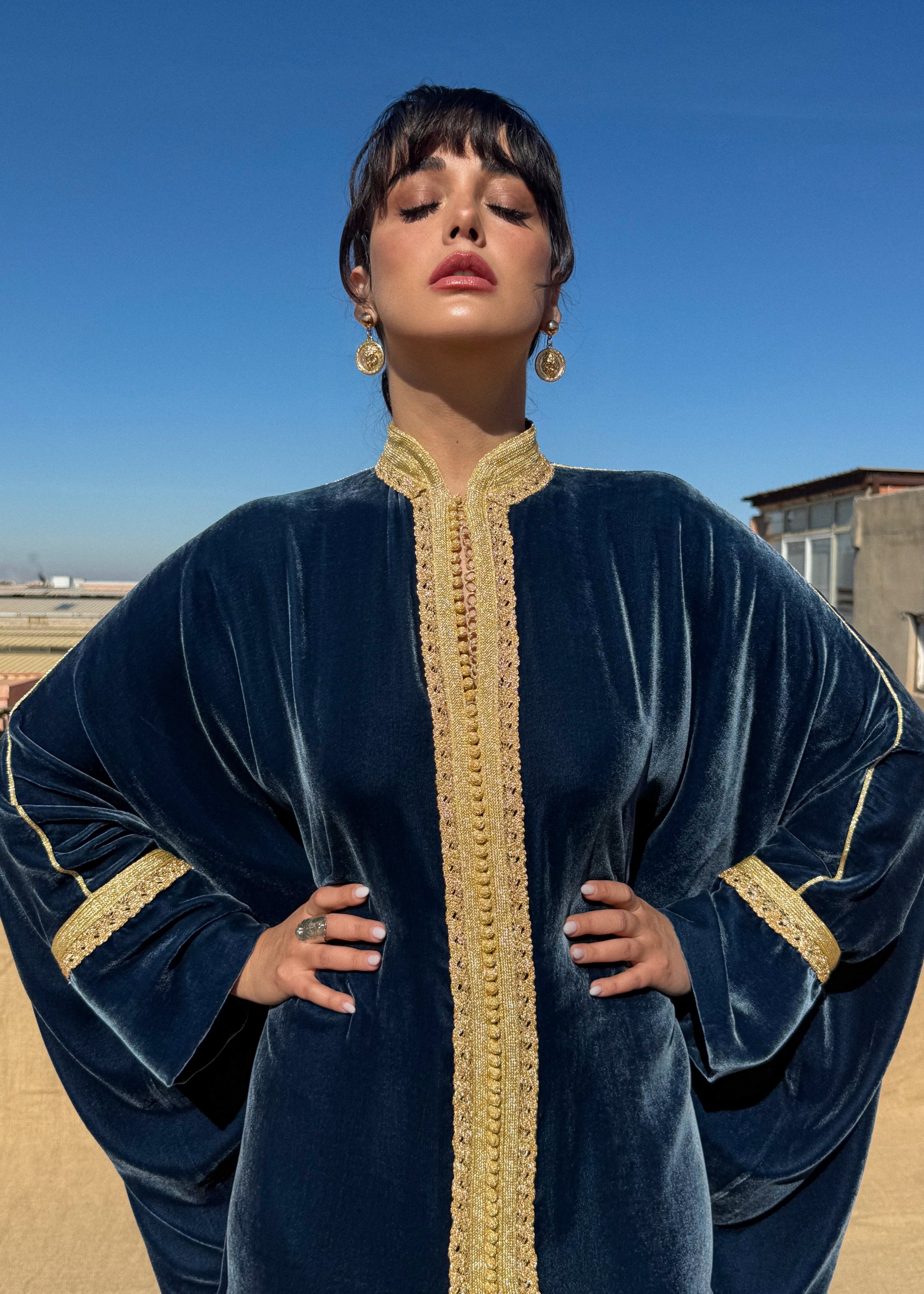 NABILA SILK VELVET KAFTAN