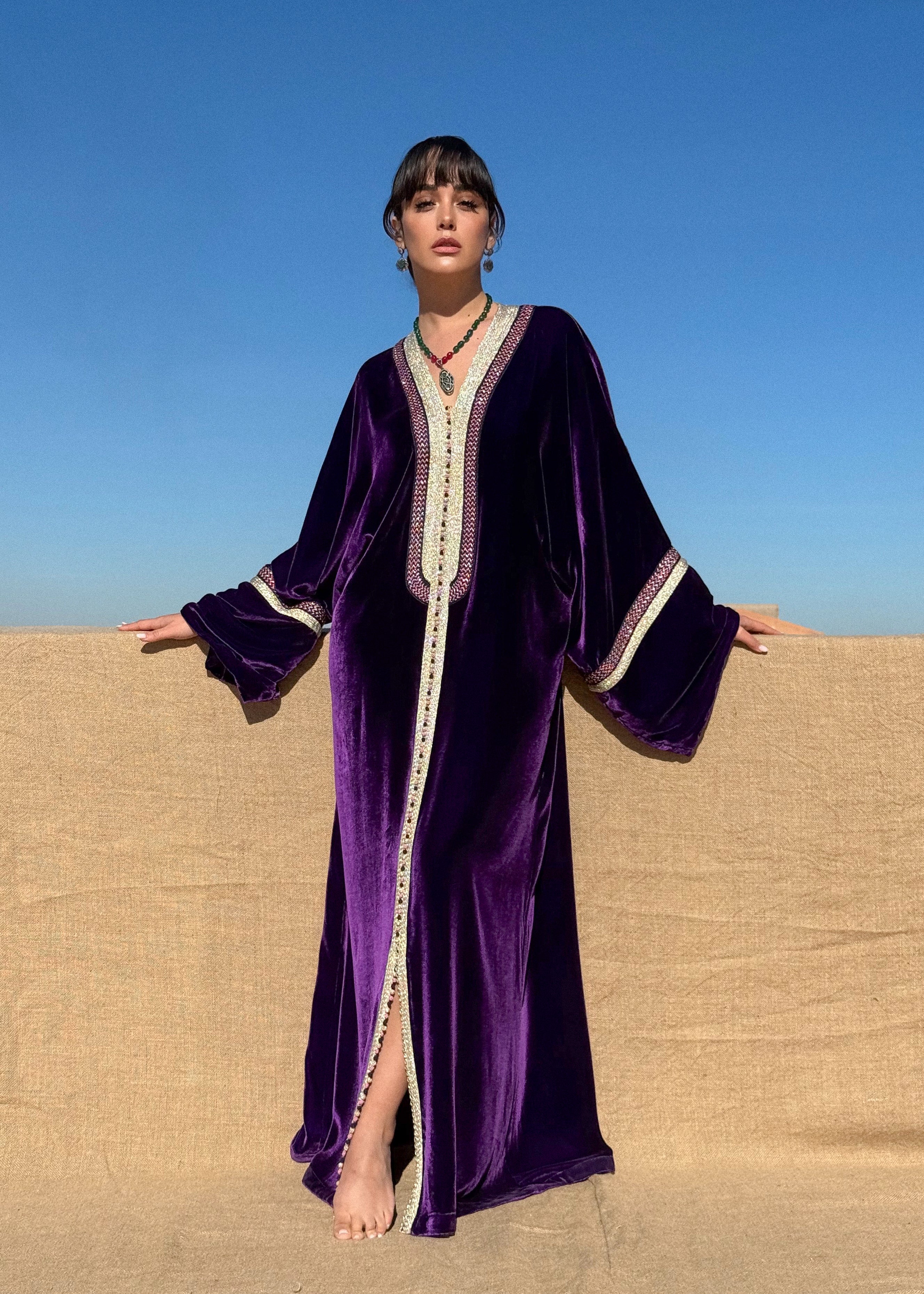 REHAM SILK VELVET KAFTAN