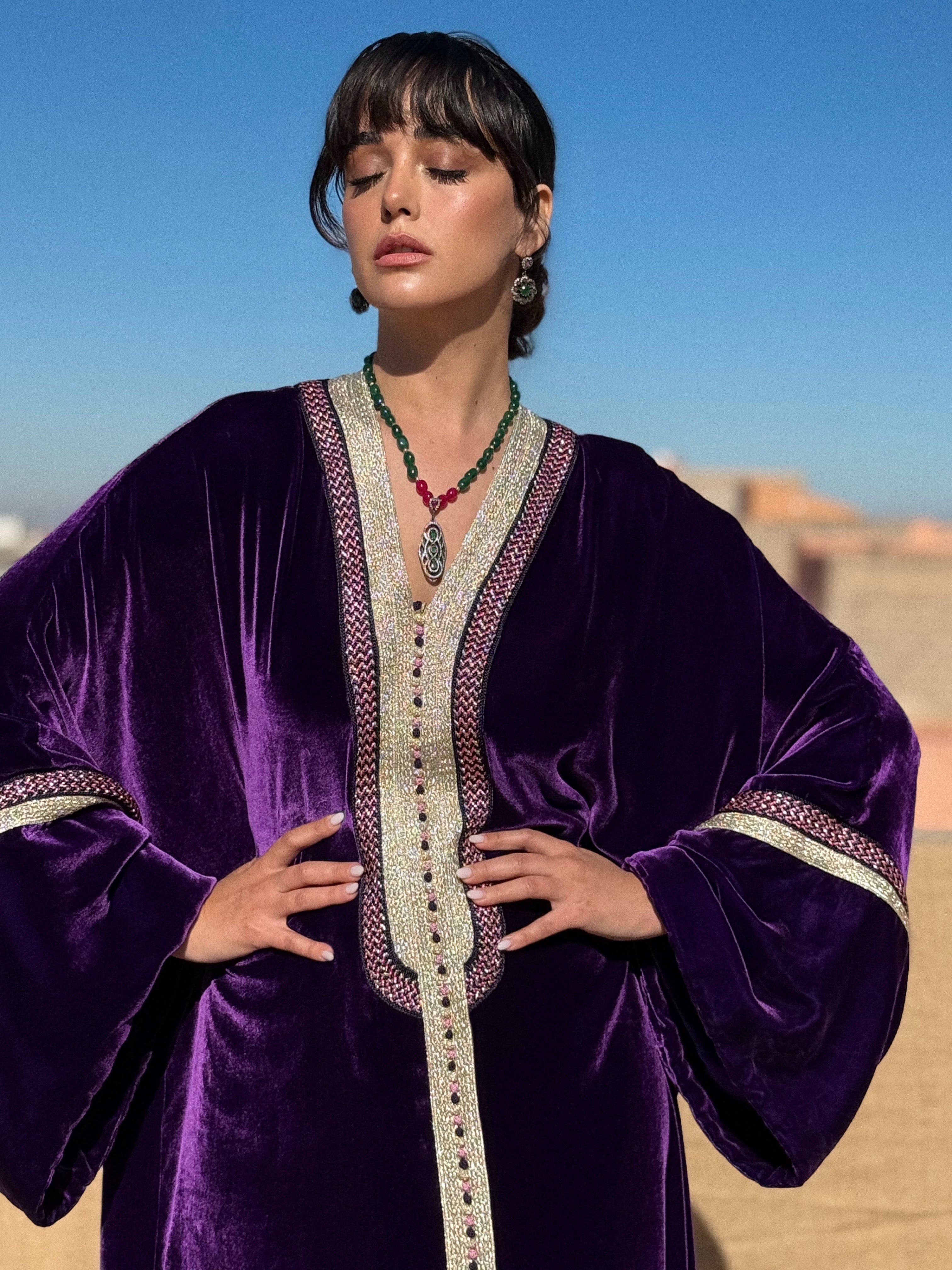 REHAM SILK VELVET KAFTAN