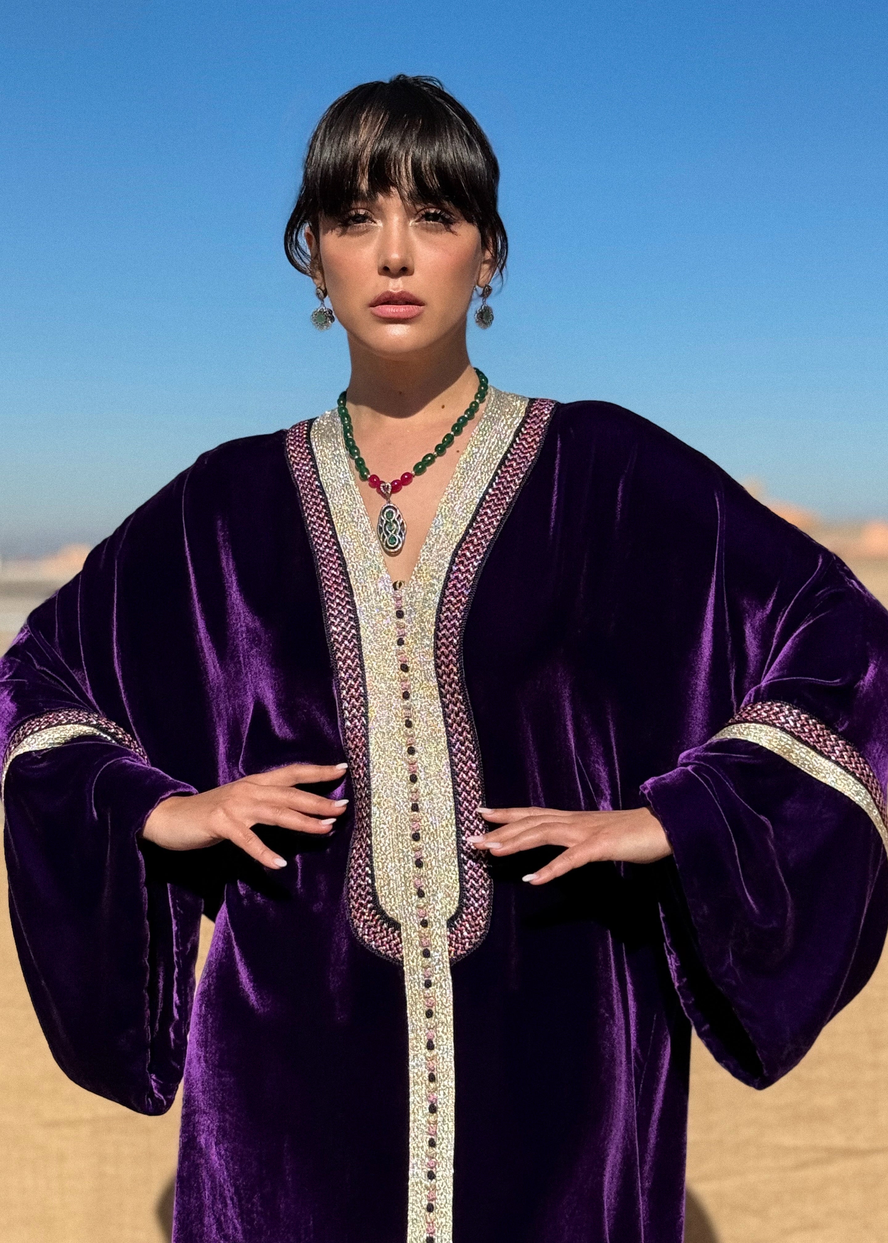 REHAM SILK VELVET KAFTAN