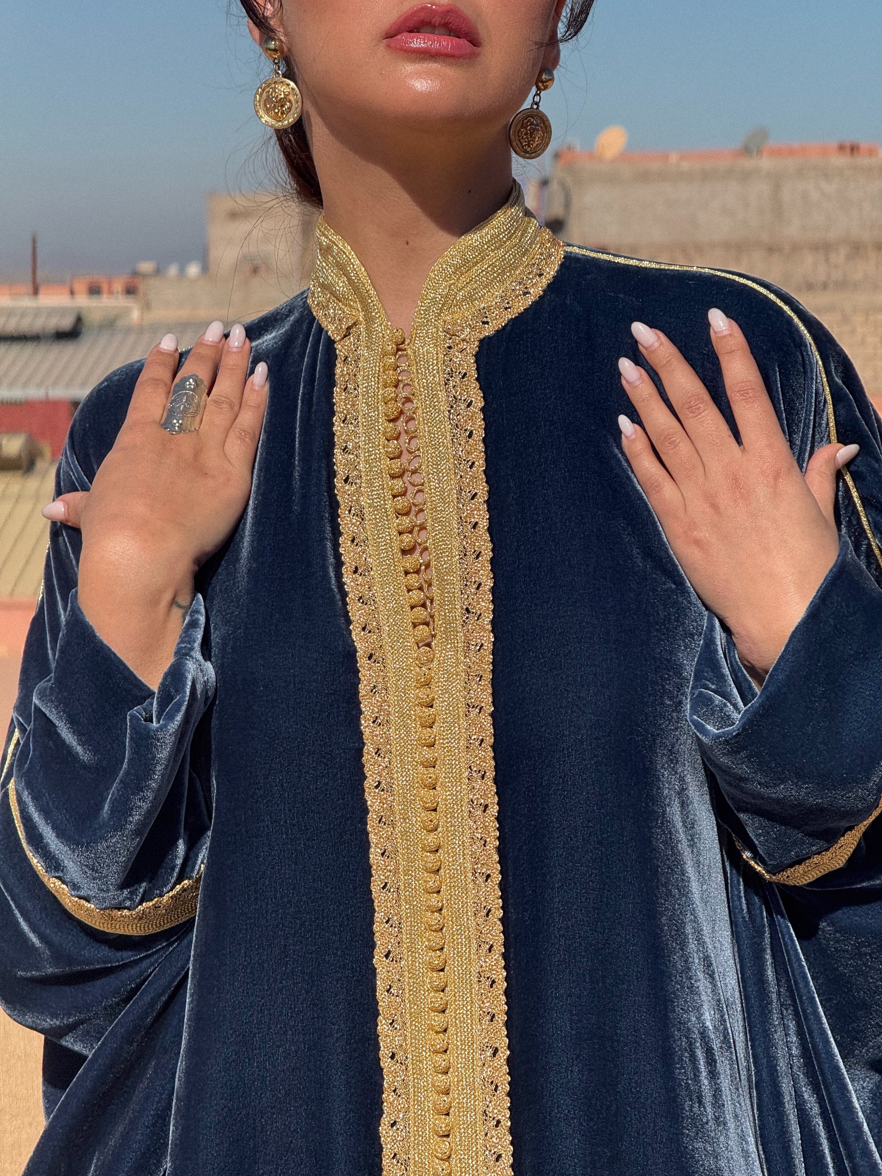 NABILA SILK VELVET KAFTAN