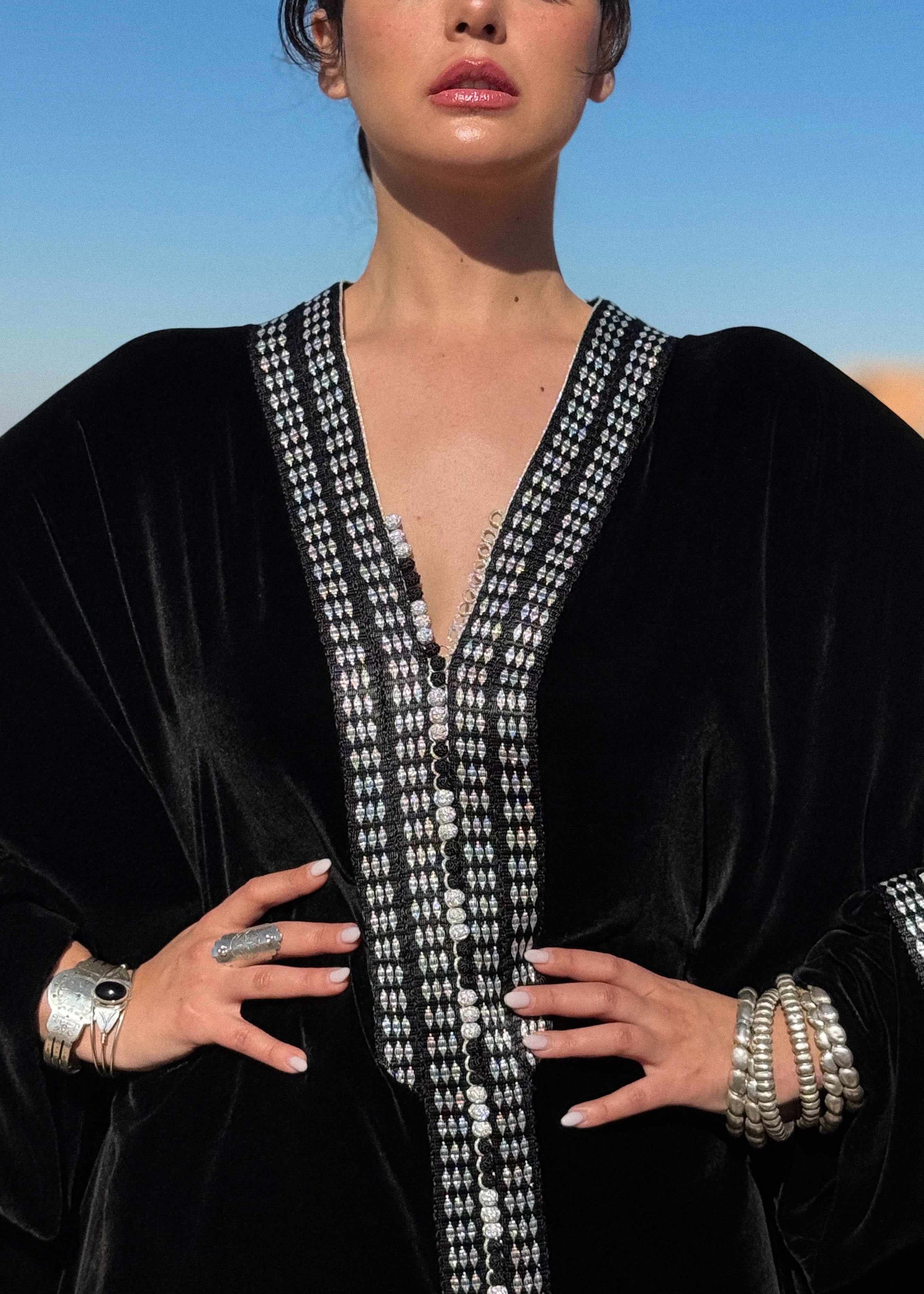 MARIA SILK VELVET KAFTAN