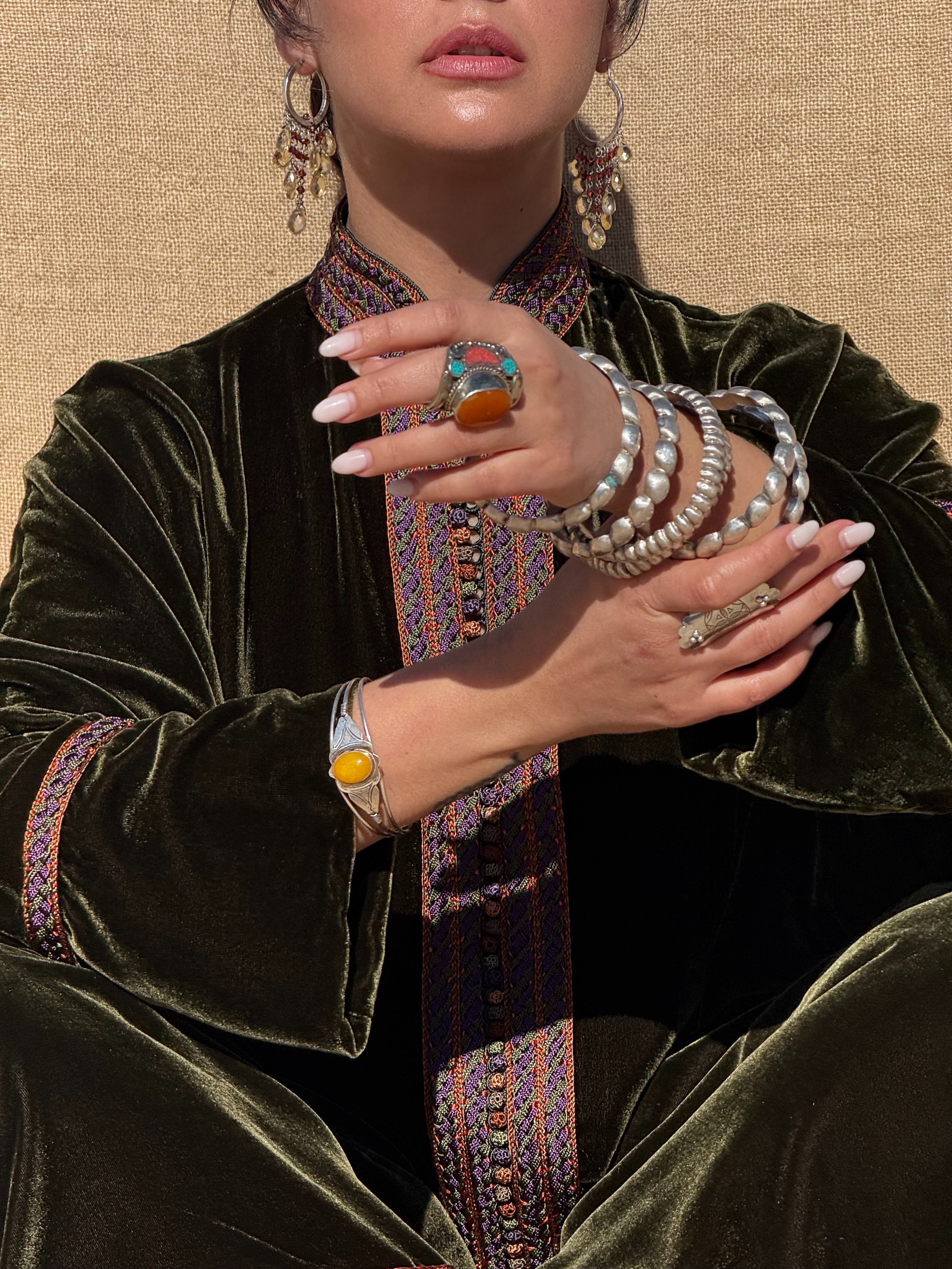 RASHA OVERSIZED SILK VELVET KAFTAN