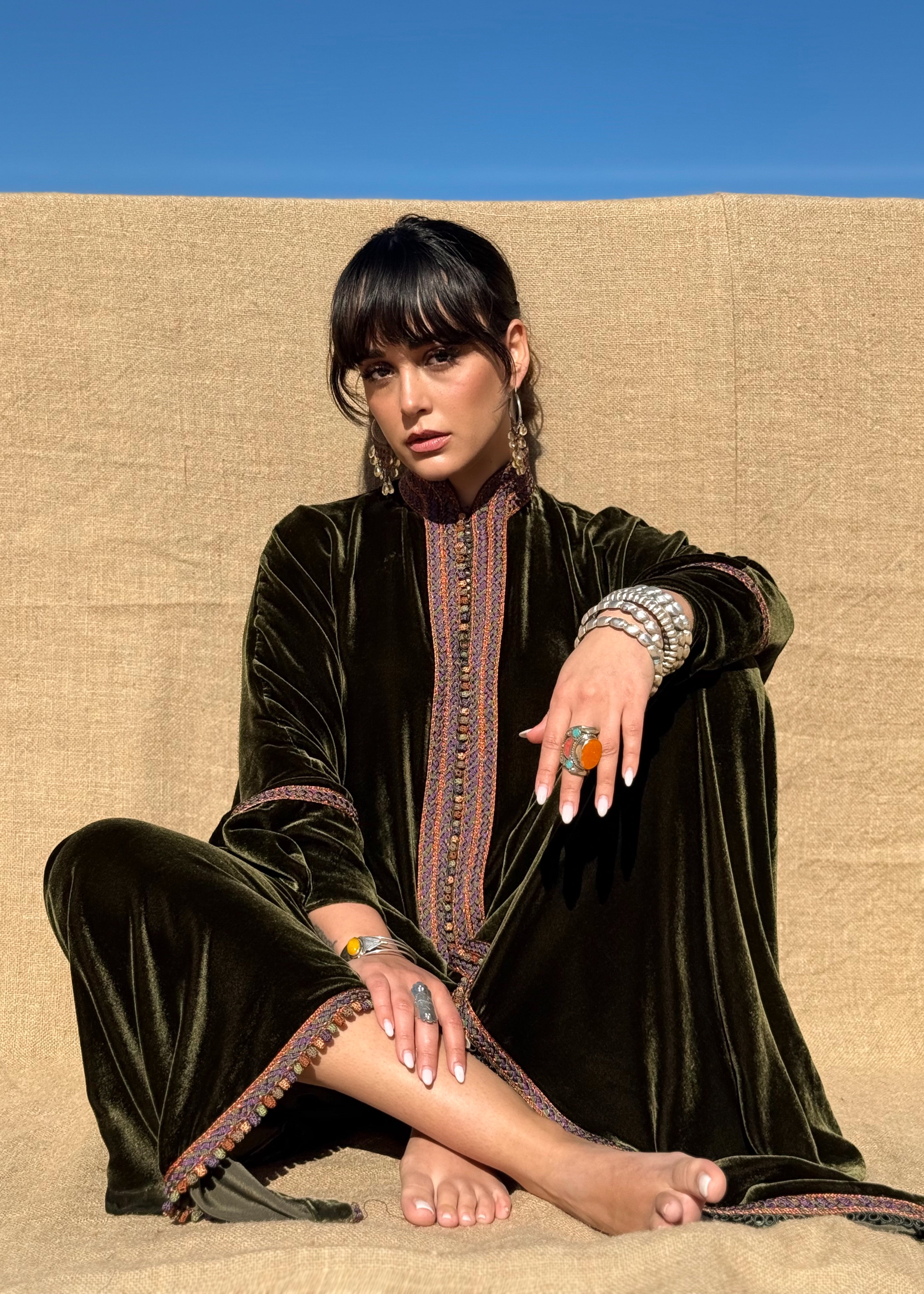 RASHA OVERSIZED SILK VELVET KAFTAN