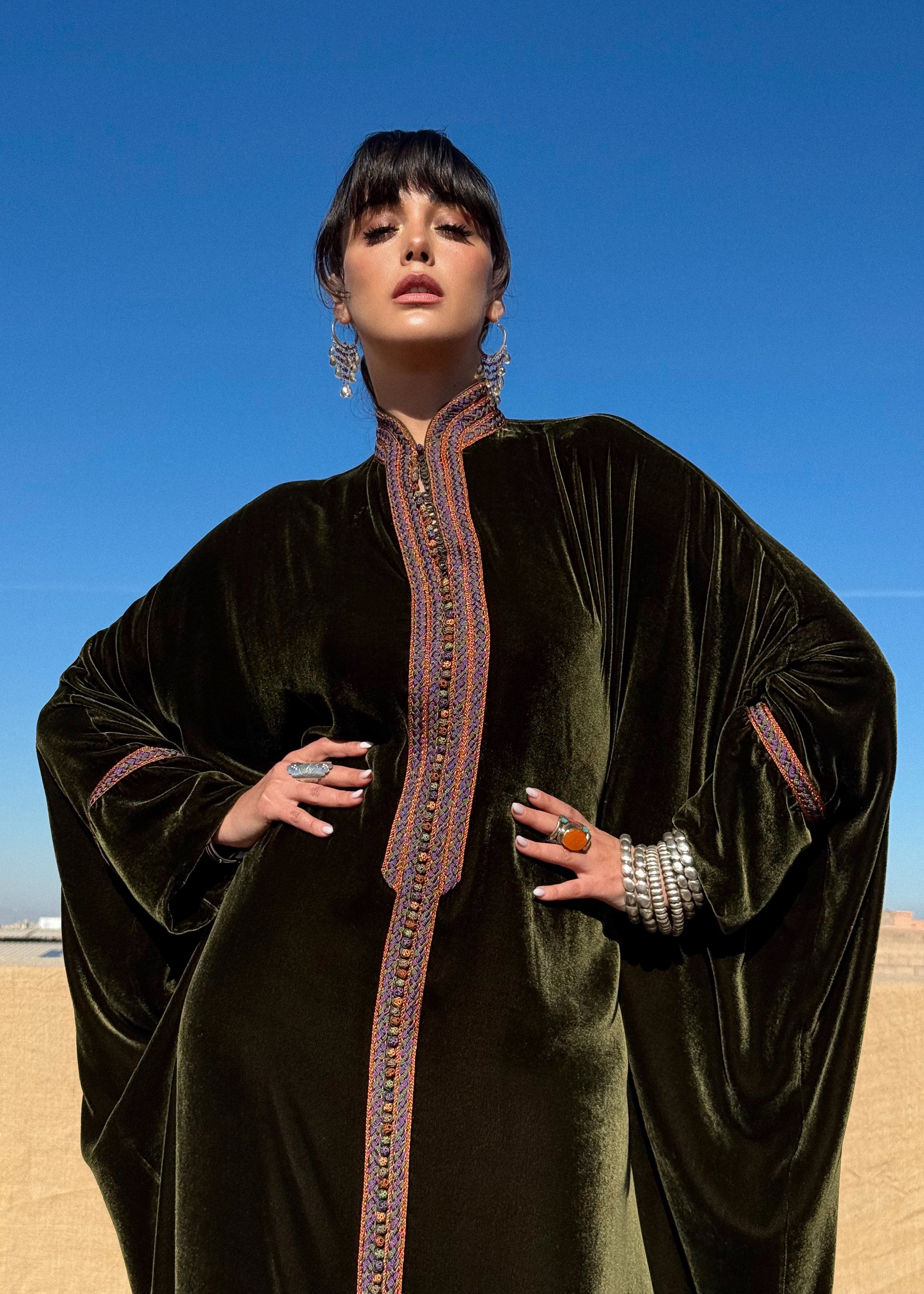 RASHA OVERSIZED SILK VELVET KAFTAN