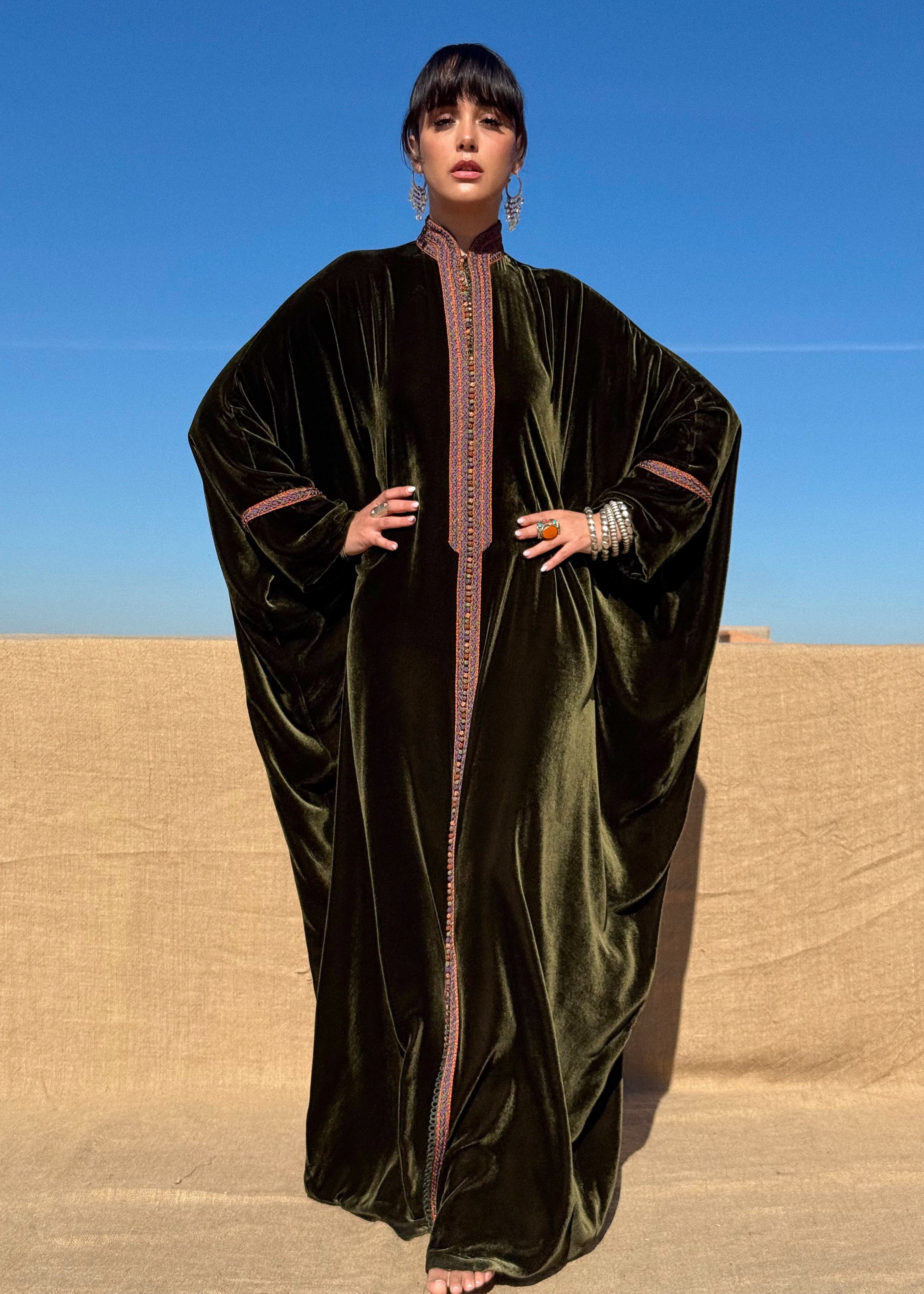 RASHA OVERSIZED SILK VELVET KAFTAN