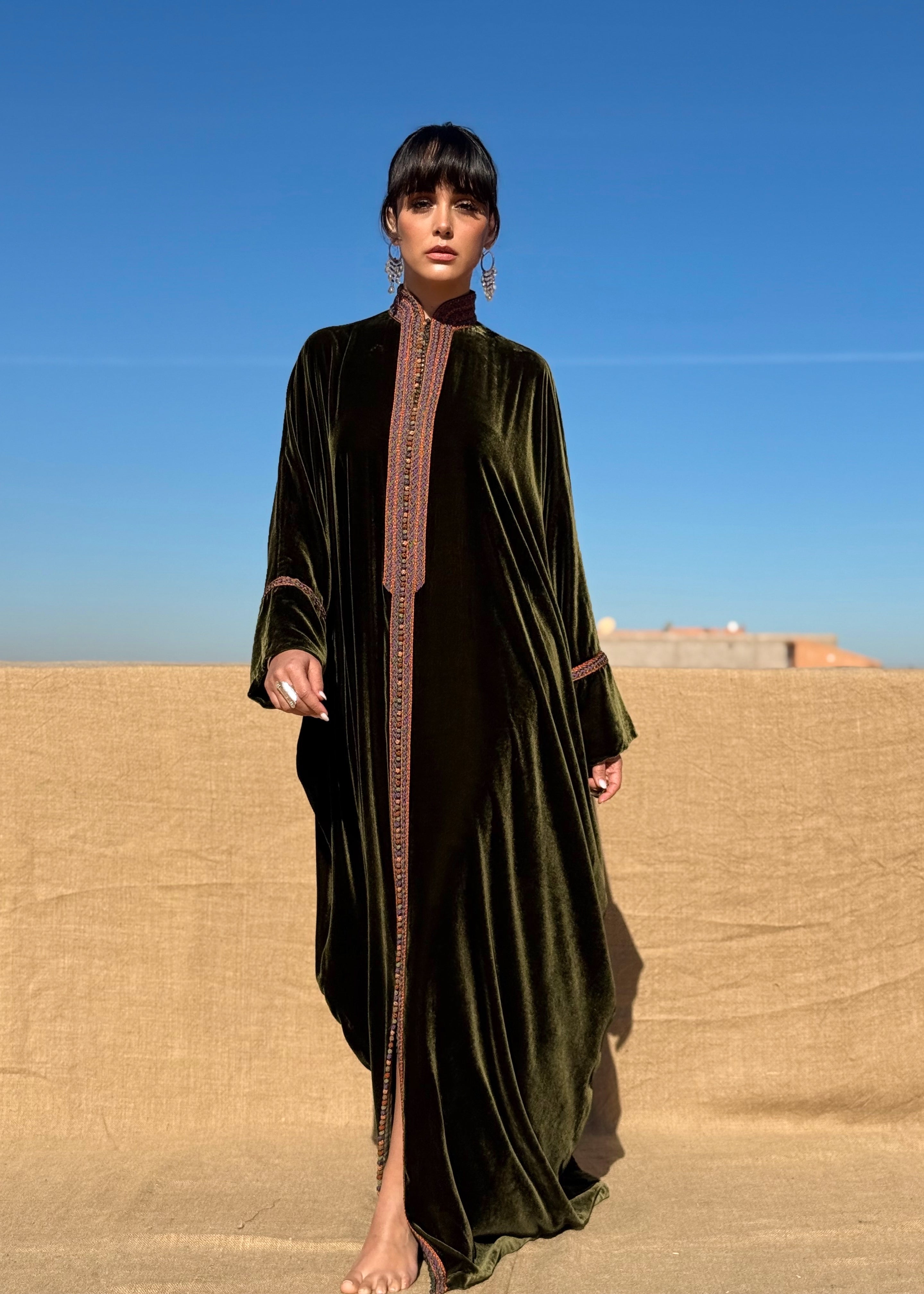 RASHA OVERSIZED SILK VELVET KAFTAN