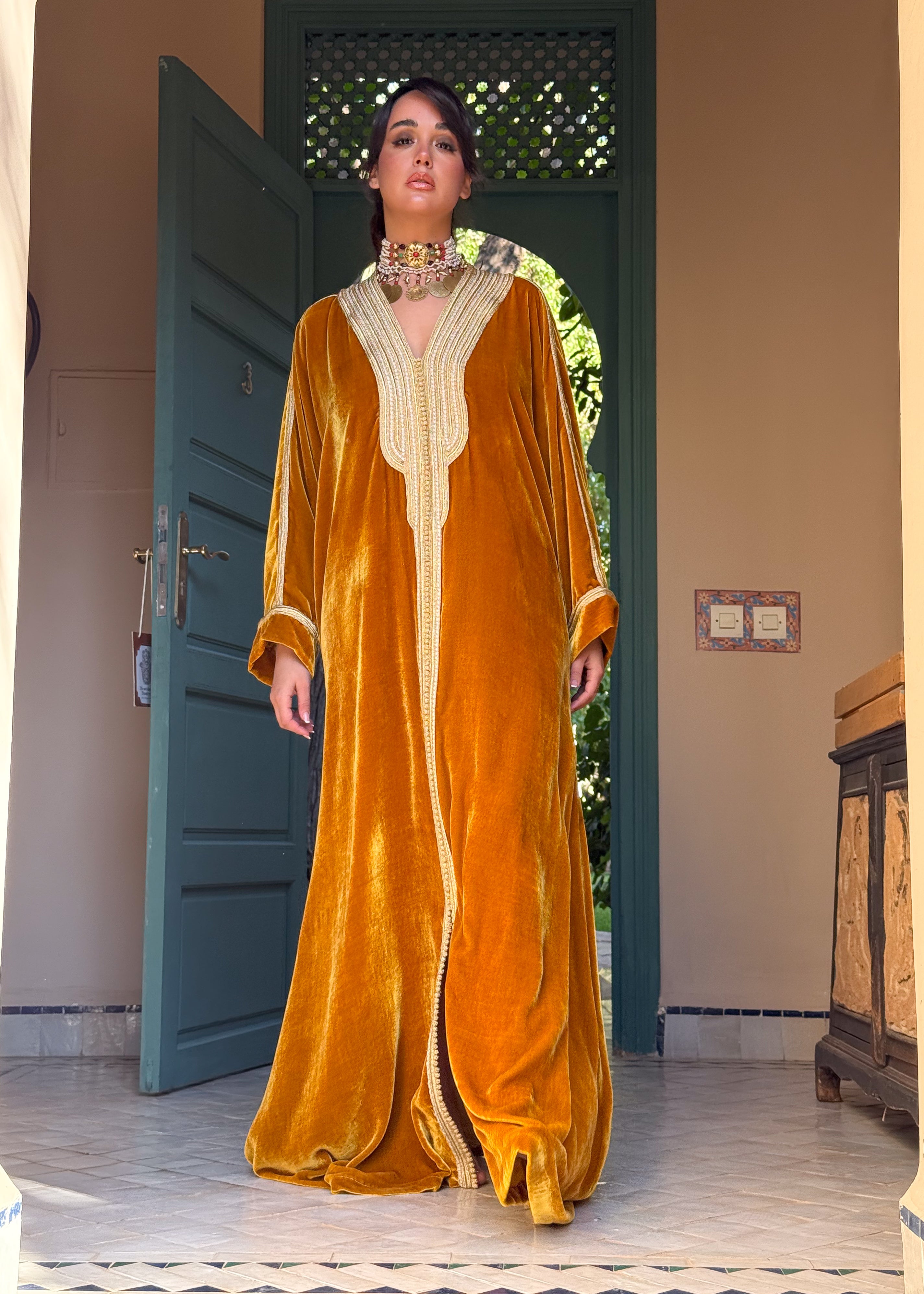 HABIBA SILK VELVET KAFTAN