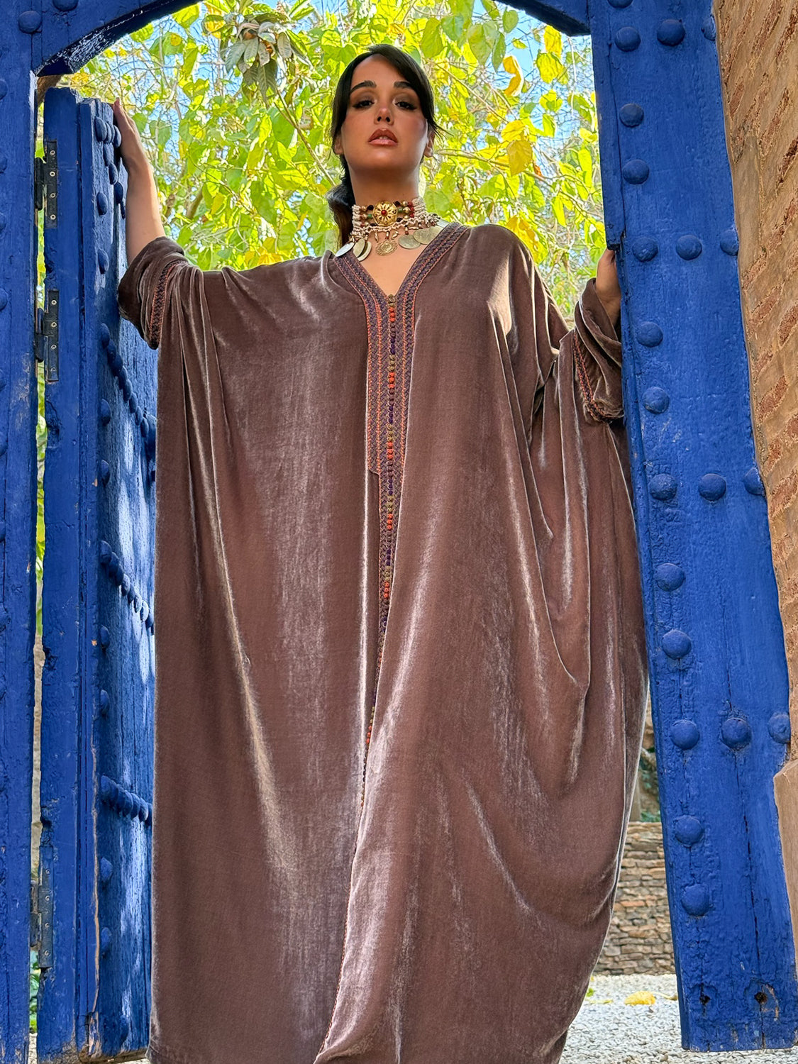 GAIA SILK VELVET KAFTAN