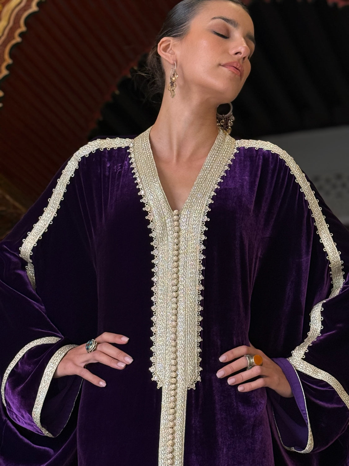YASIRA SILK VELVET KAFTAN