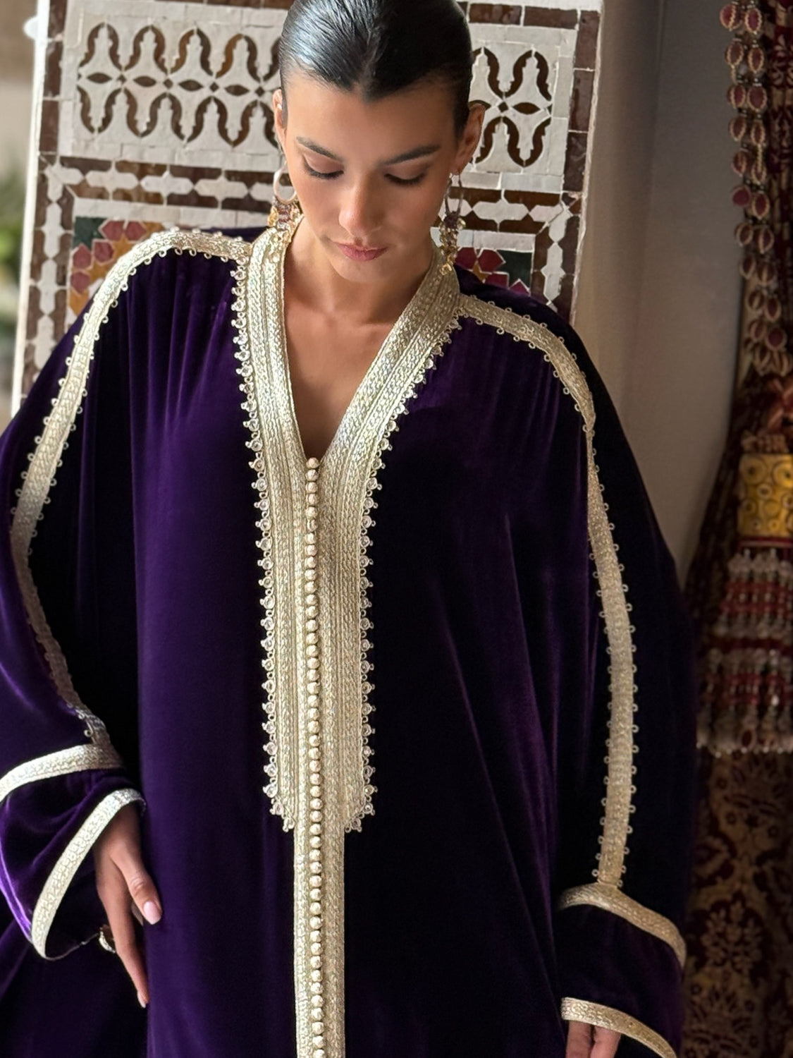 YASIRA SILK VELVET KAFTAN