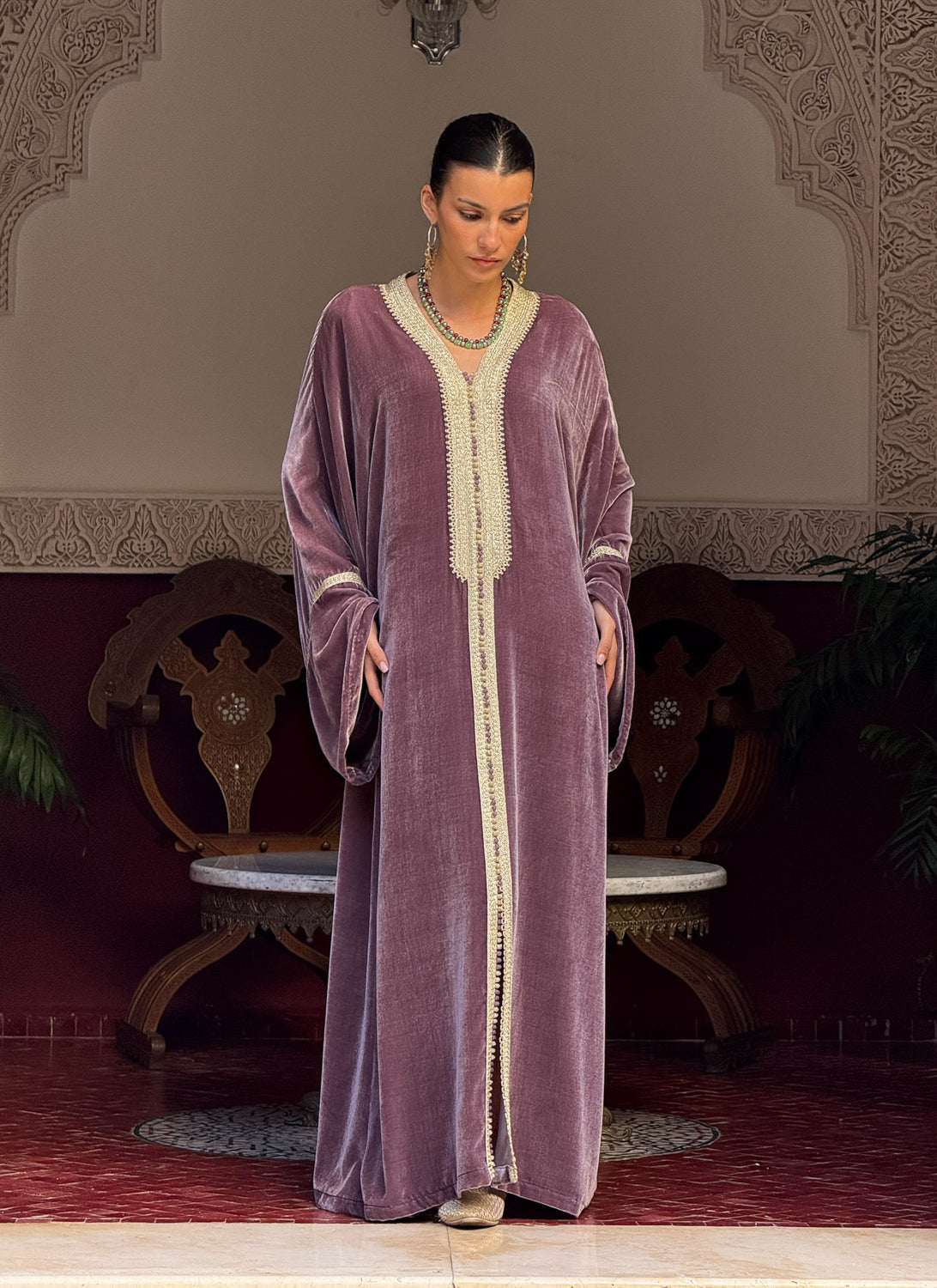 HANEEM SILK VELVET KAFTAN