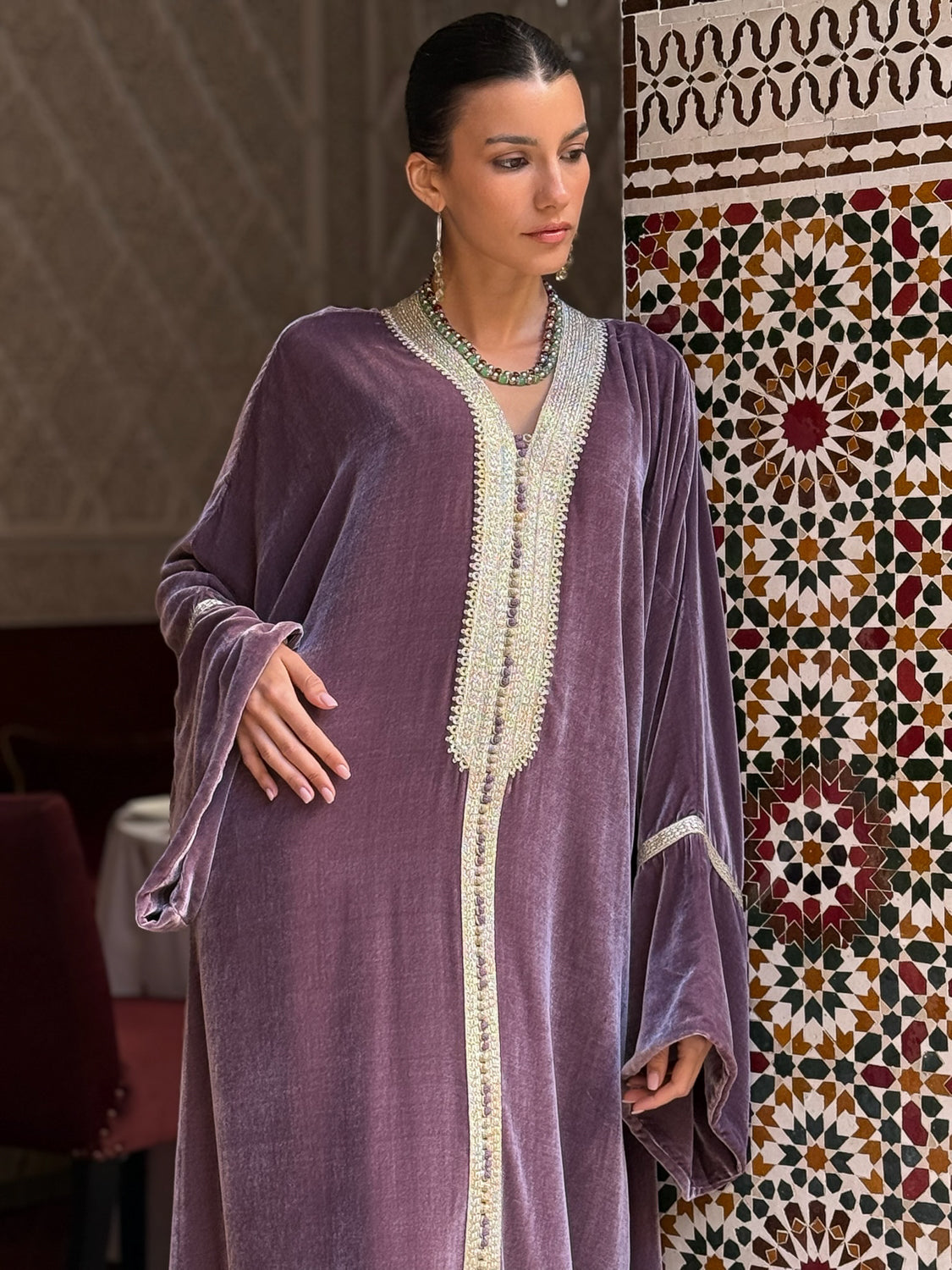 HANEEM SILK VELVET KAFTAN