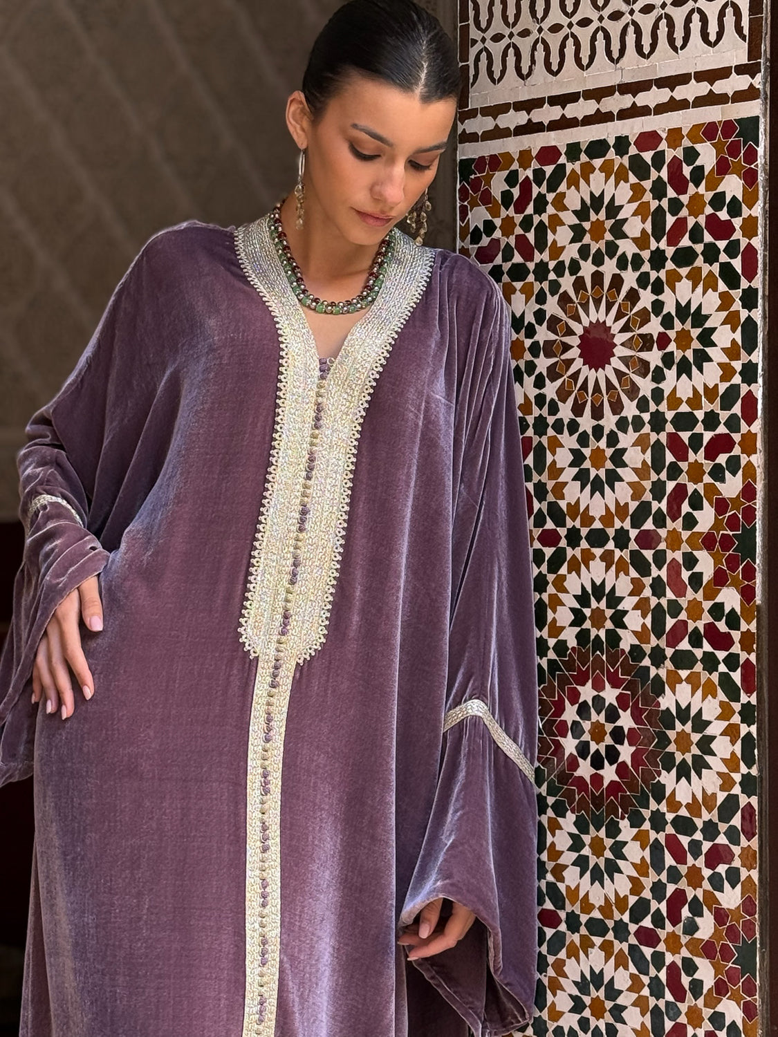 HANEEM SILK VELVET KAFTAN