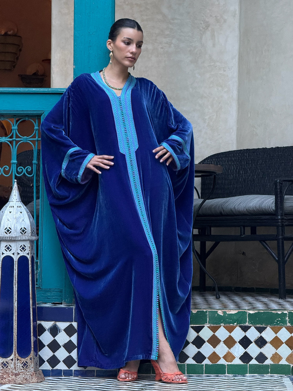 MAREYA SILK VELVET KAFTAN