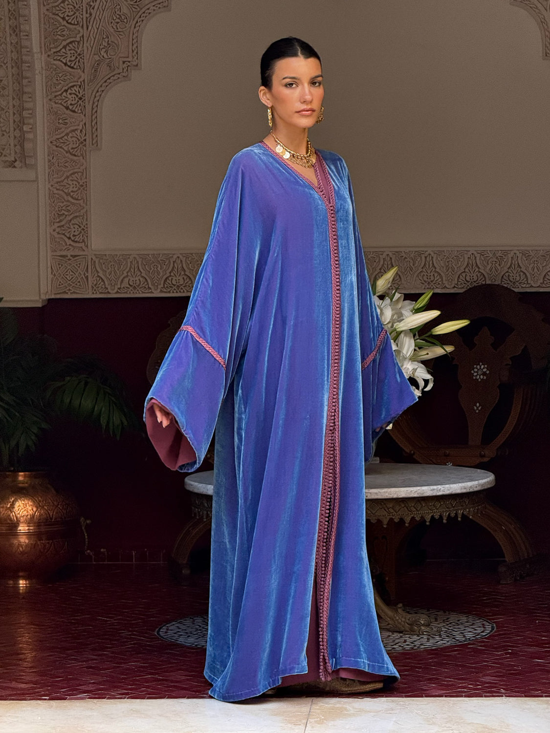 BASMA TWO-PIECE SILK VELVET KAFTAN