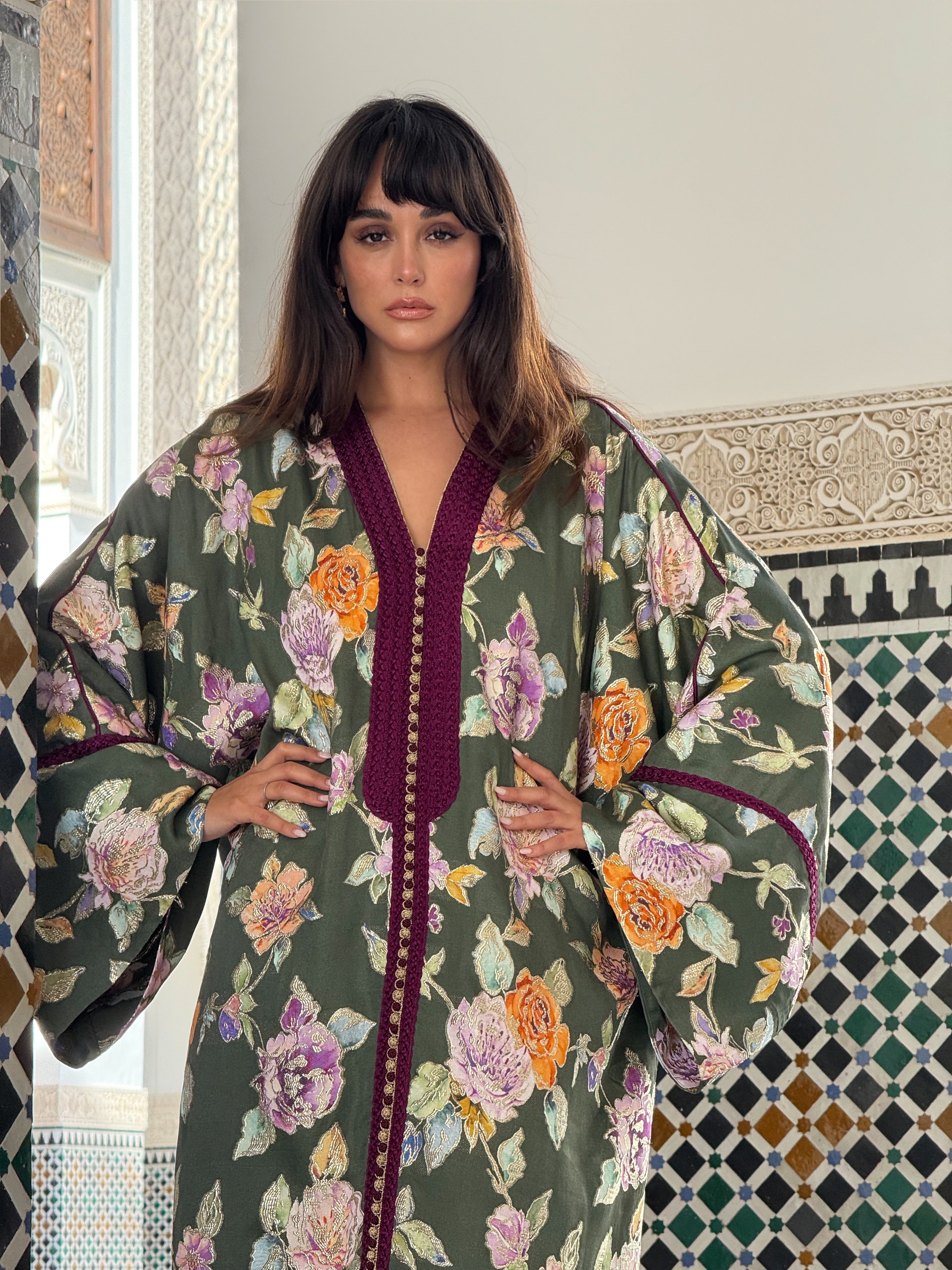 HANA SILK FLORAL KAFTAN