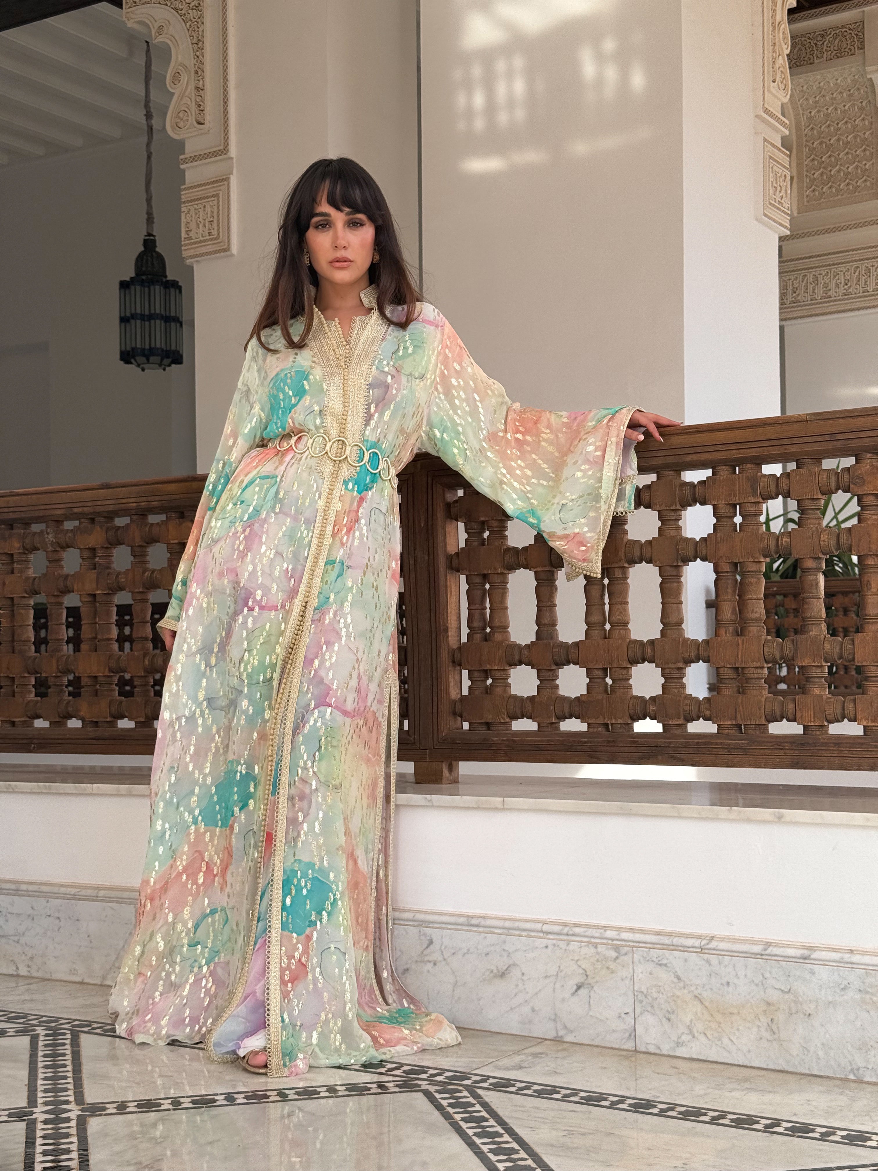 NOUR PASTEL SILK KAFTAN