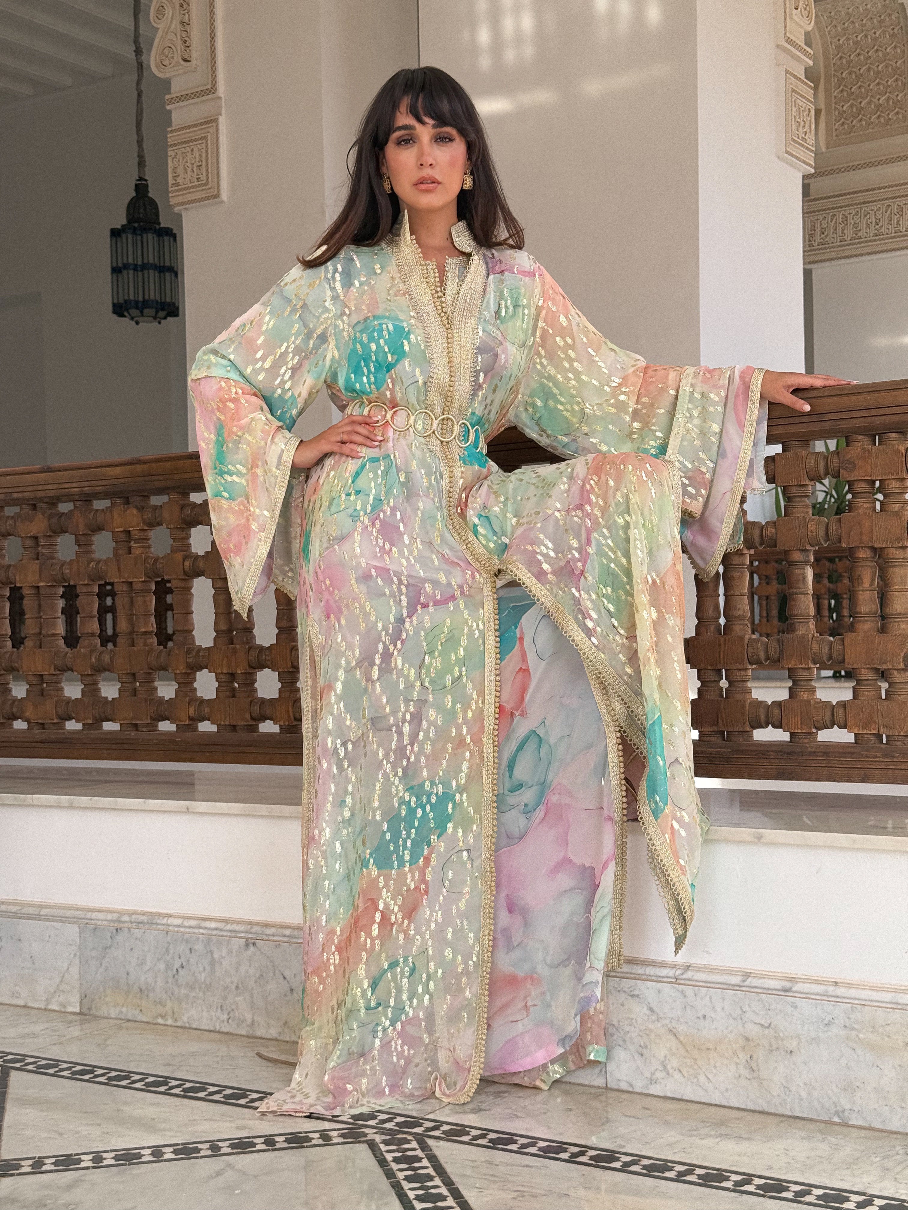 NOUR PASTEL SILK KAFTAN