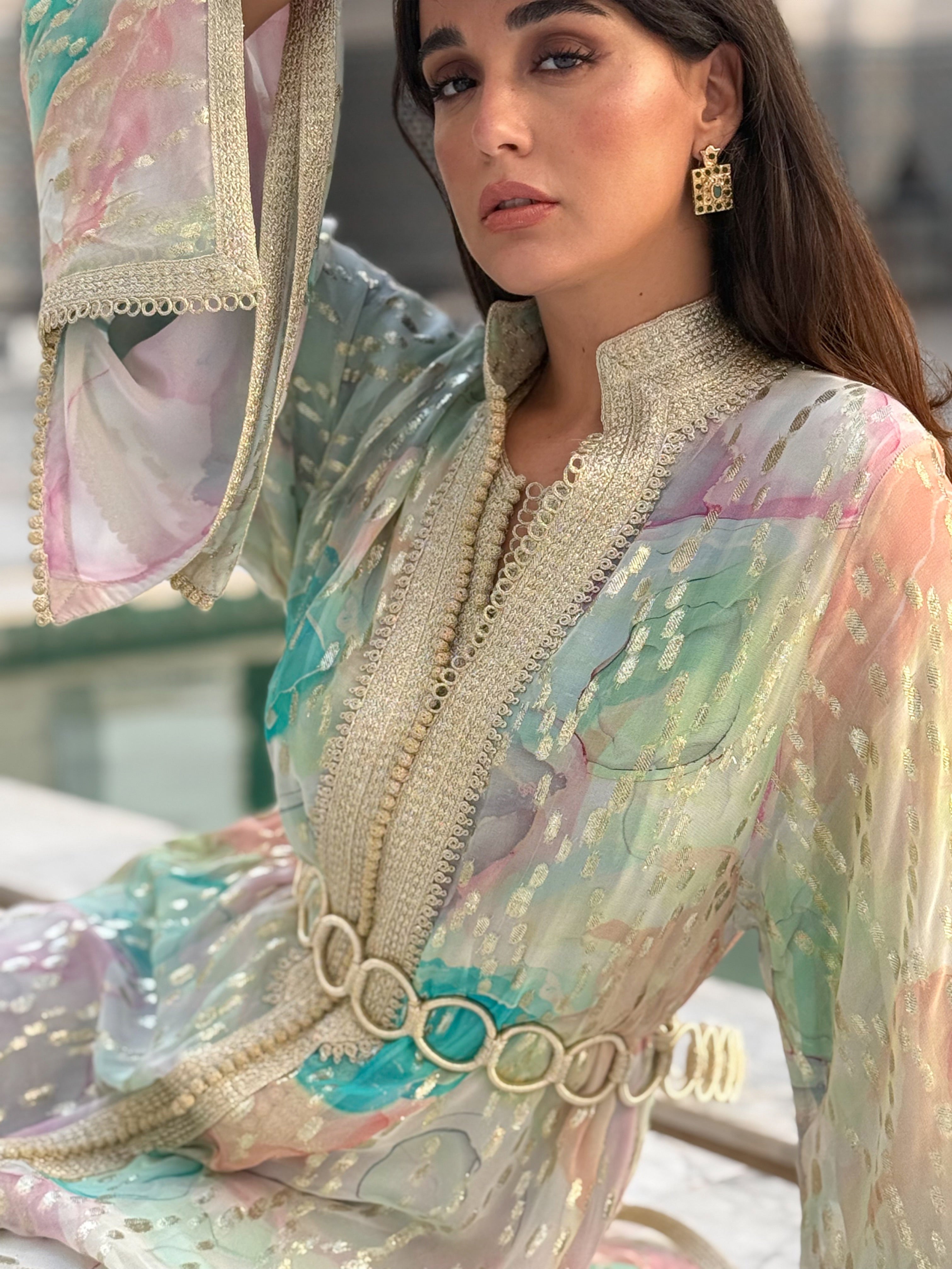 NOUR PASTEL SILK KAFTAN