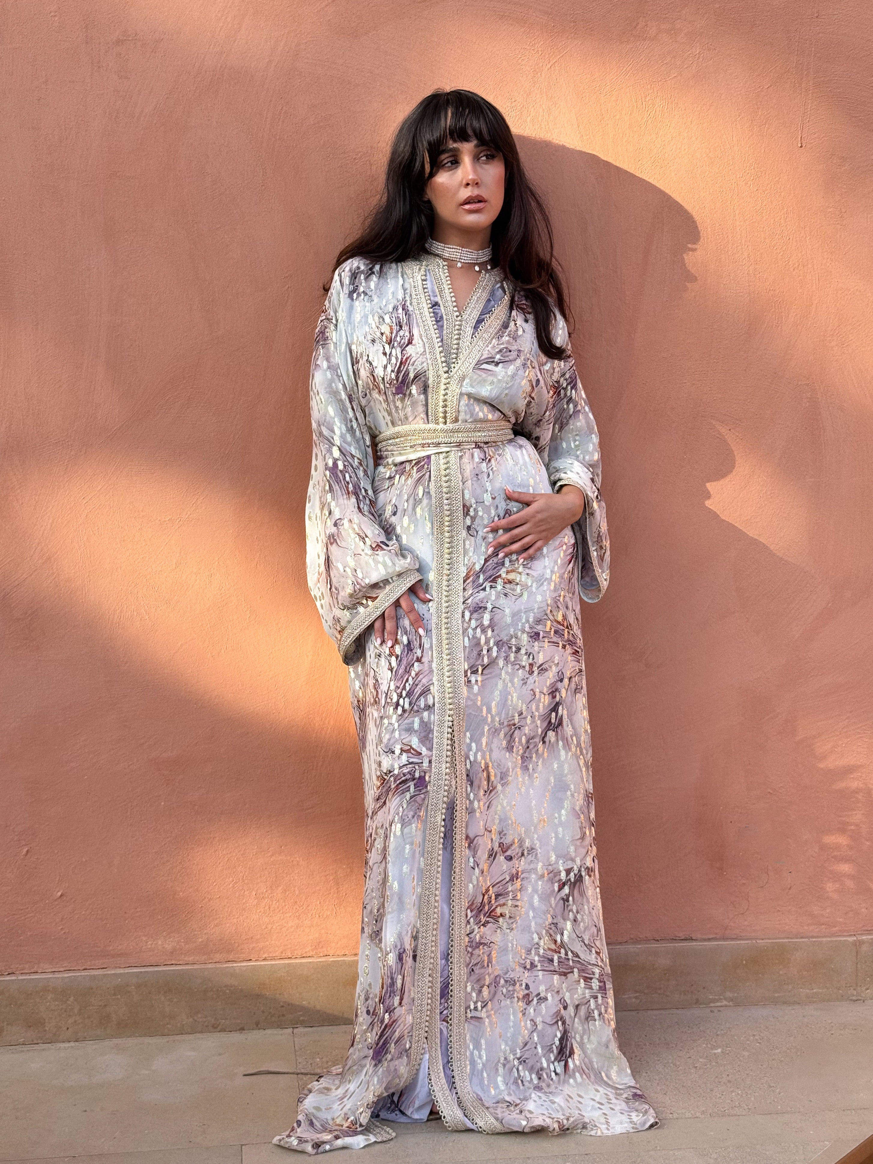 LOLOWA SILK CHIFFON KAFTAN