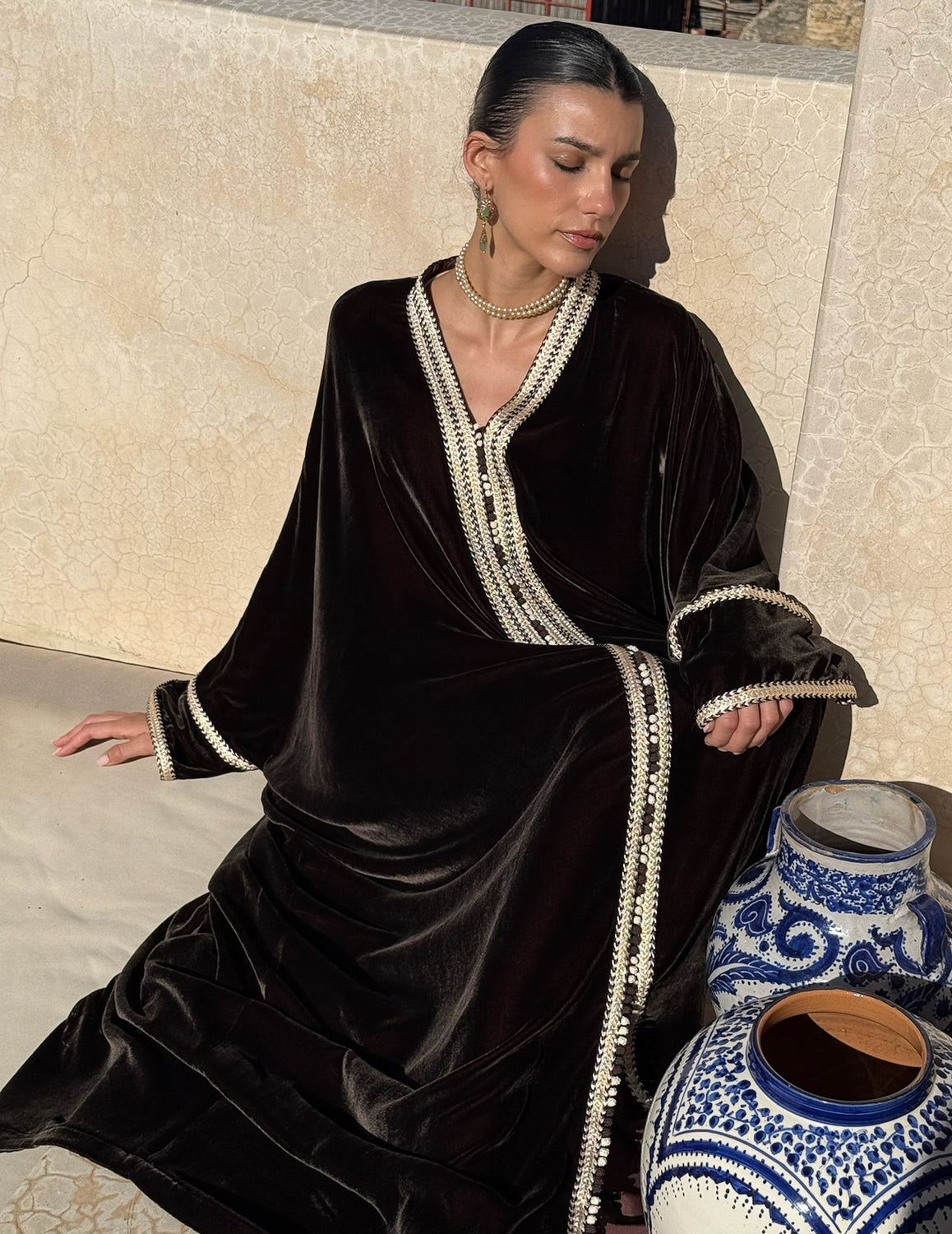 ANI SILK VELVET KAFTAN