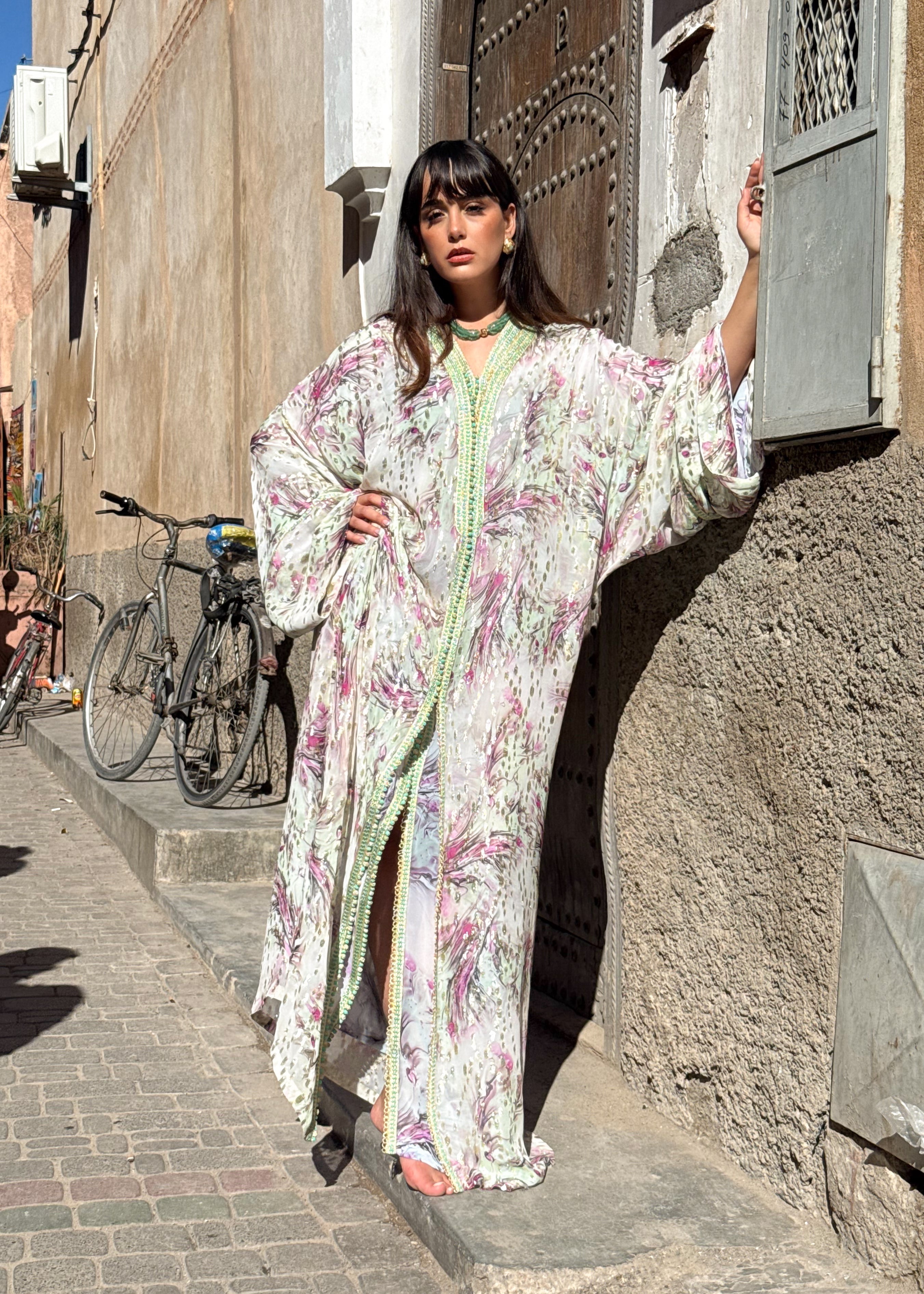 ZORA TWO-PIECE SILK CHIFFON KAFTAN