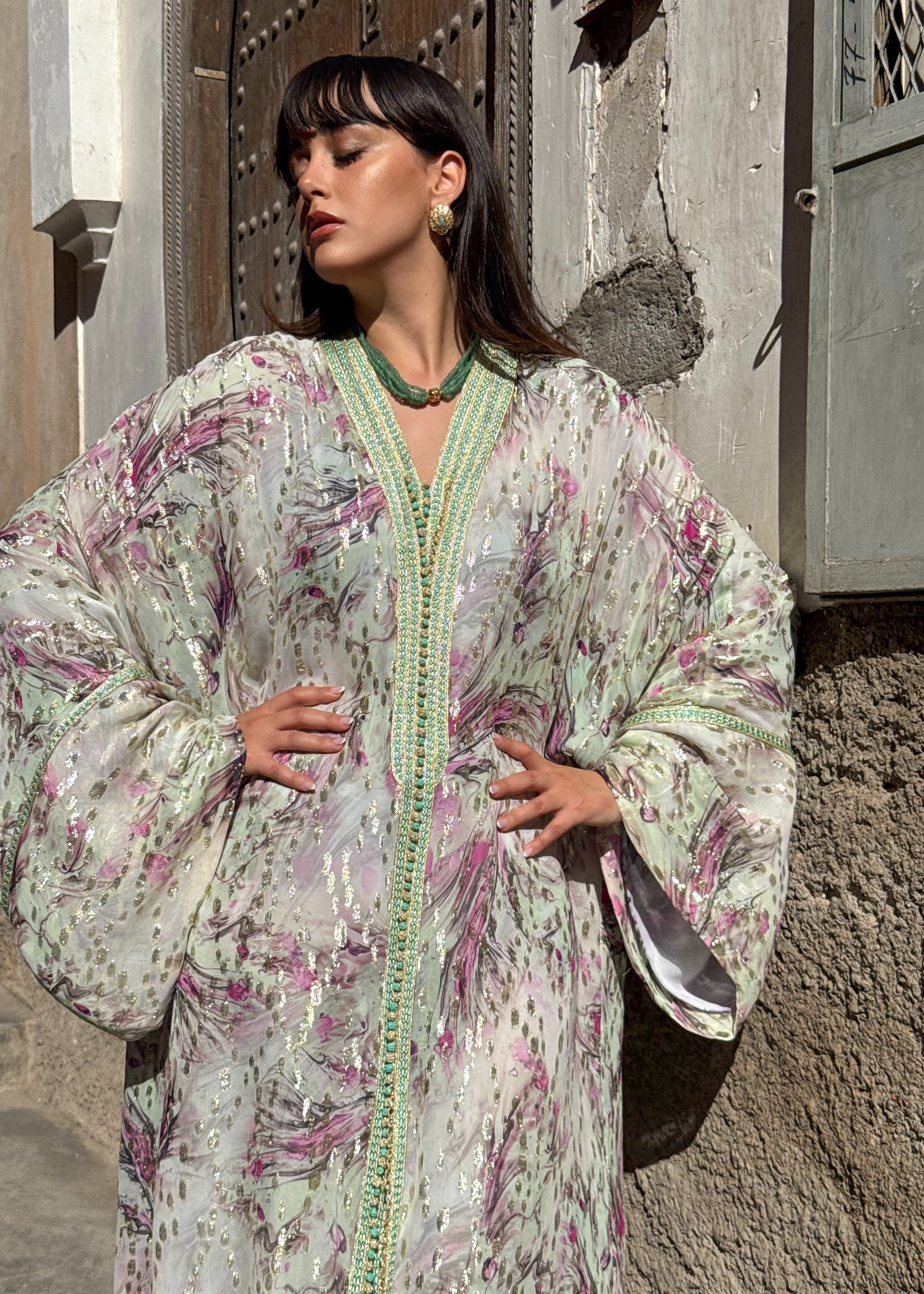 ZORA TWO-PIECE SILK CHIFFON KAFTAN
