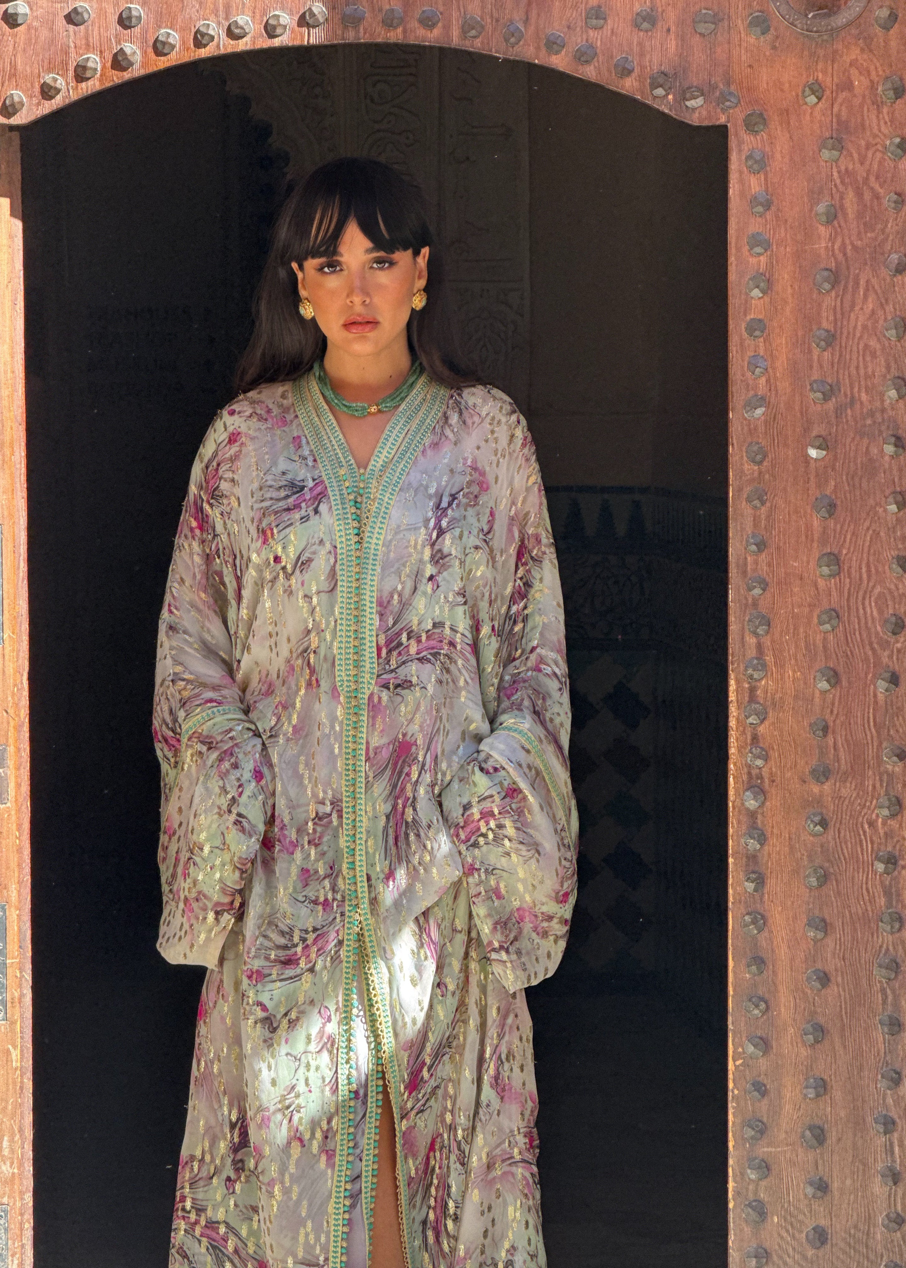 ZORA TWO-PIECE SILK CHIFFON KAFTAN