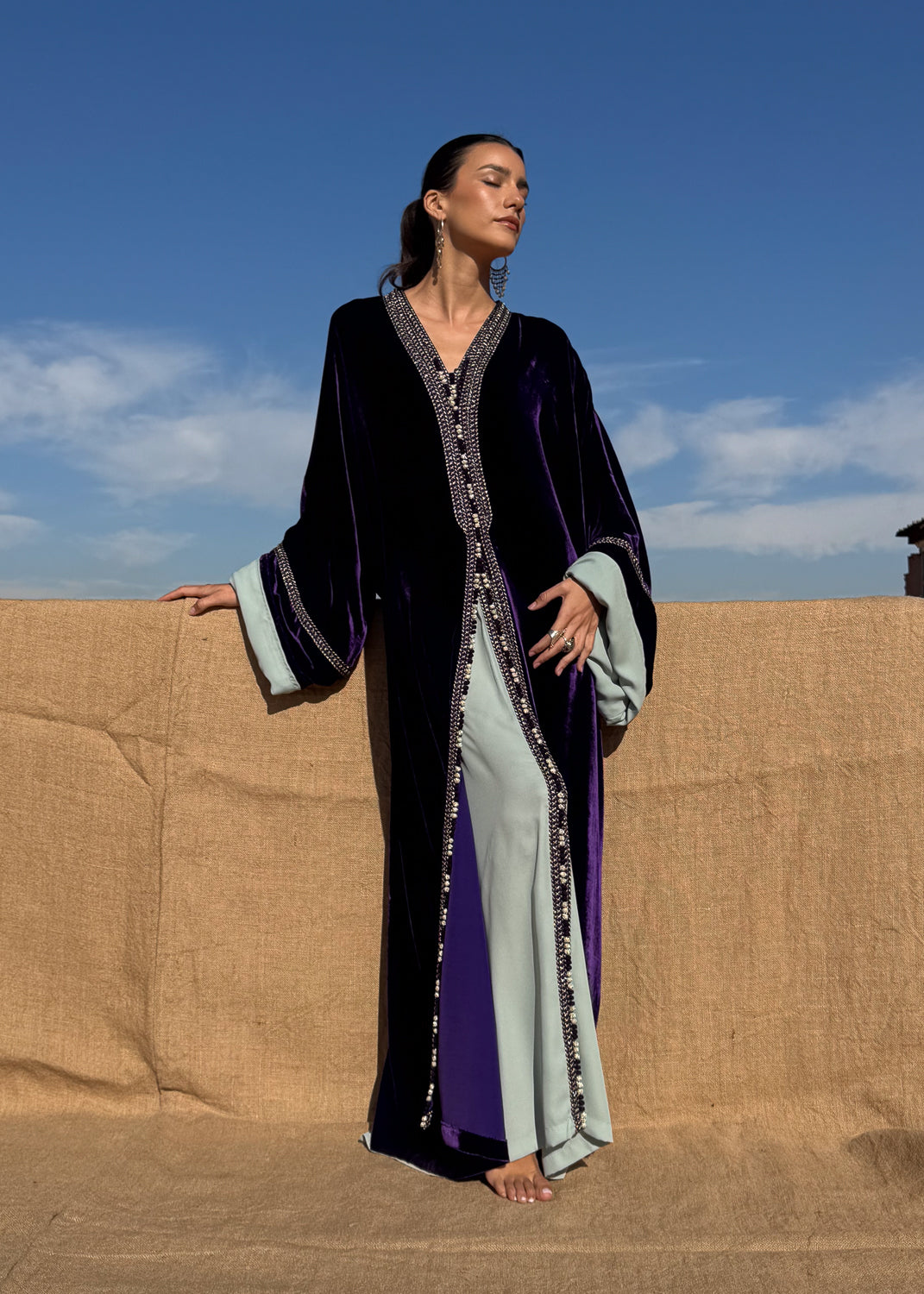 NASSIMA TWO-PIECE SILK VELVET KAFTAN