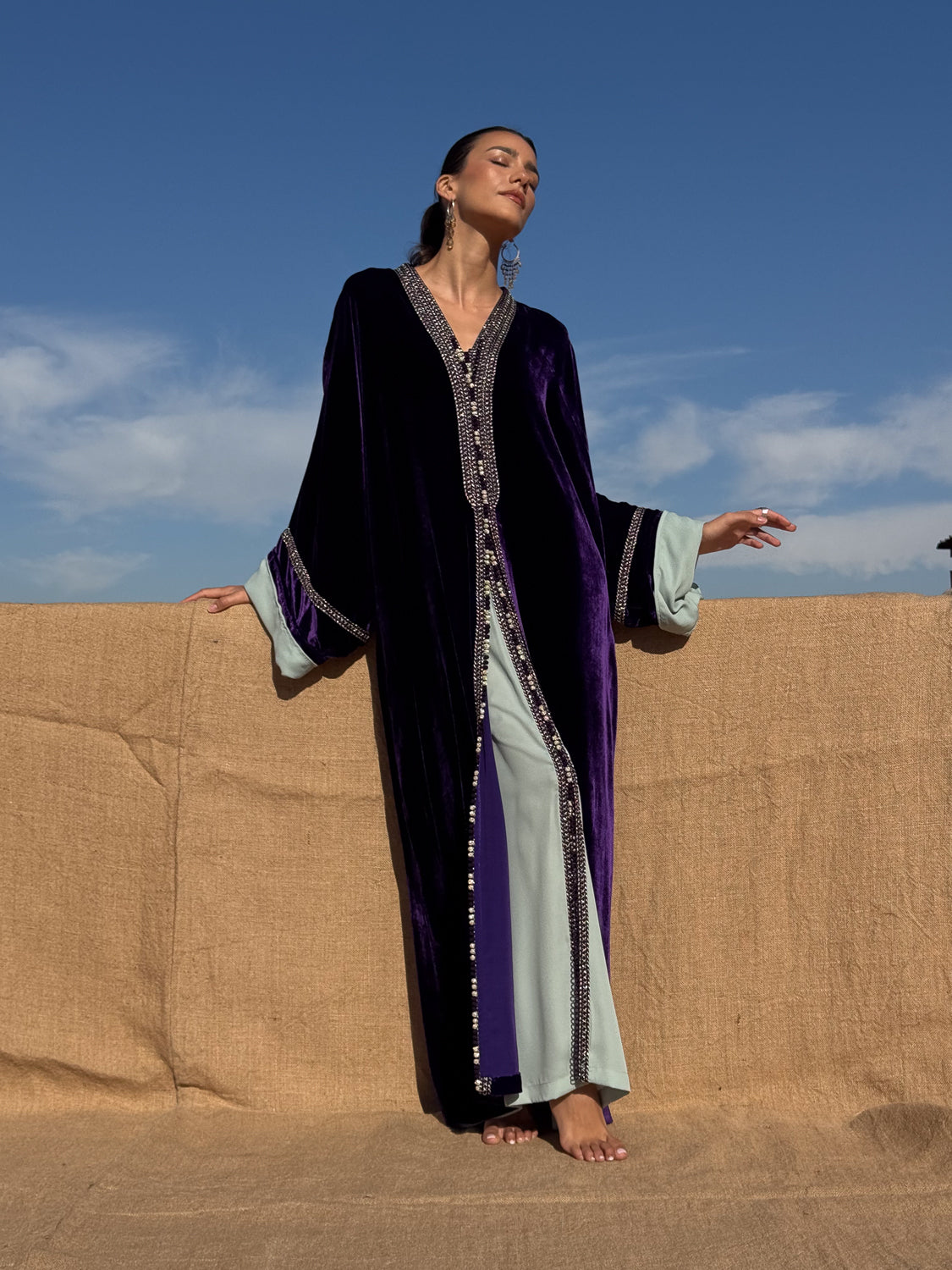 NASSIMA TWO-PIECE SILK VELVET KAFTAN