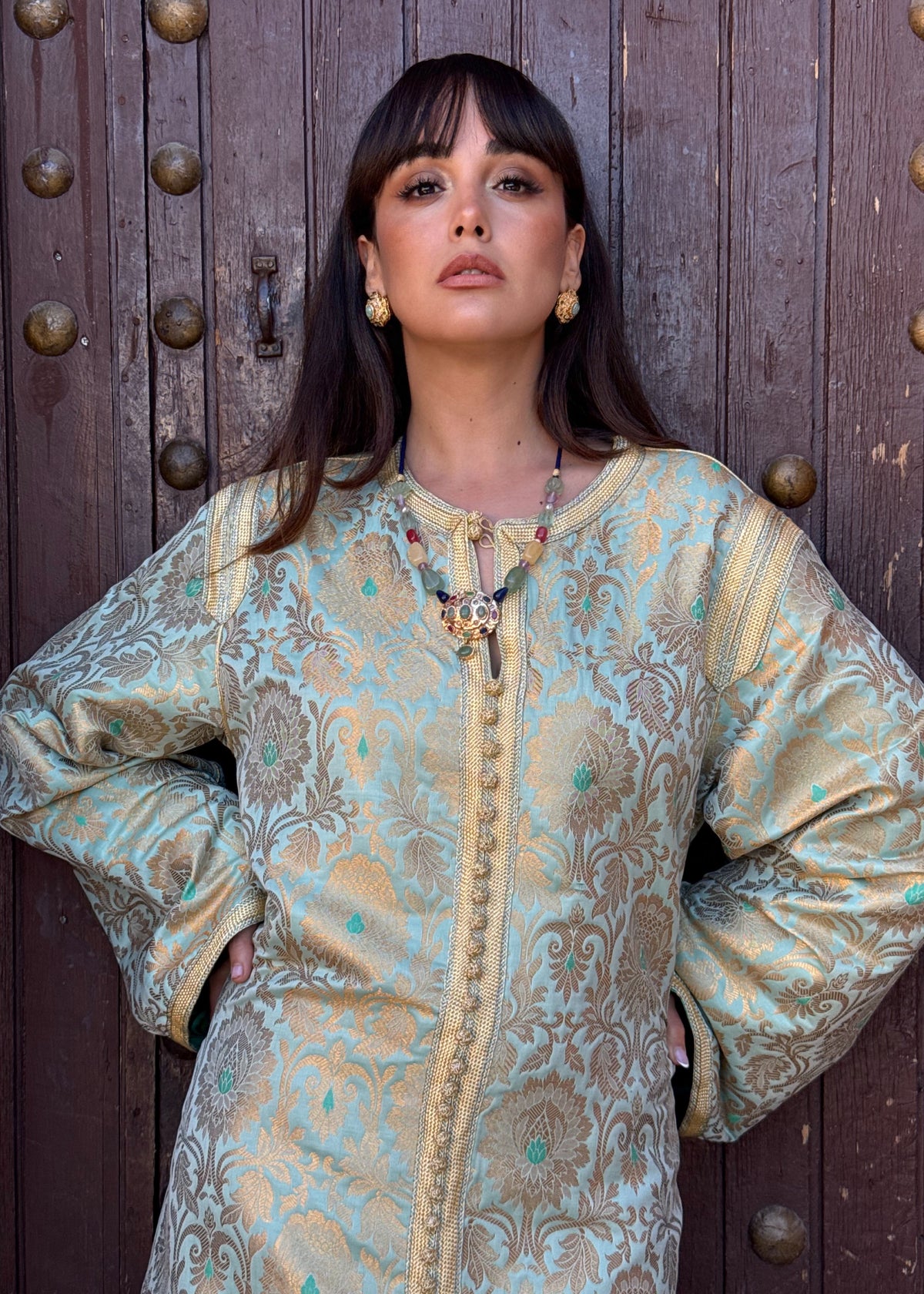 Zakiya Silk Brocade Kaftan by Moroccan Touch