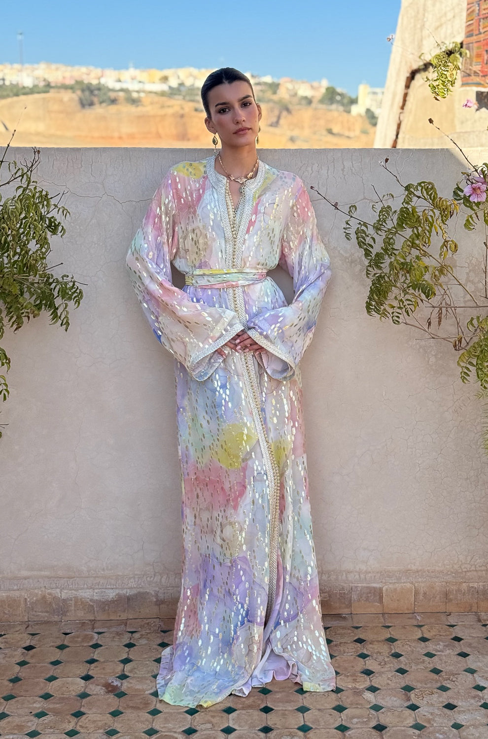 BAHIRA 2-PIECE SILK KAFTAN