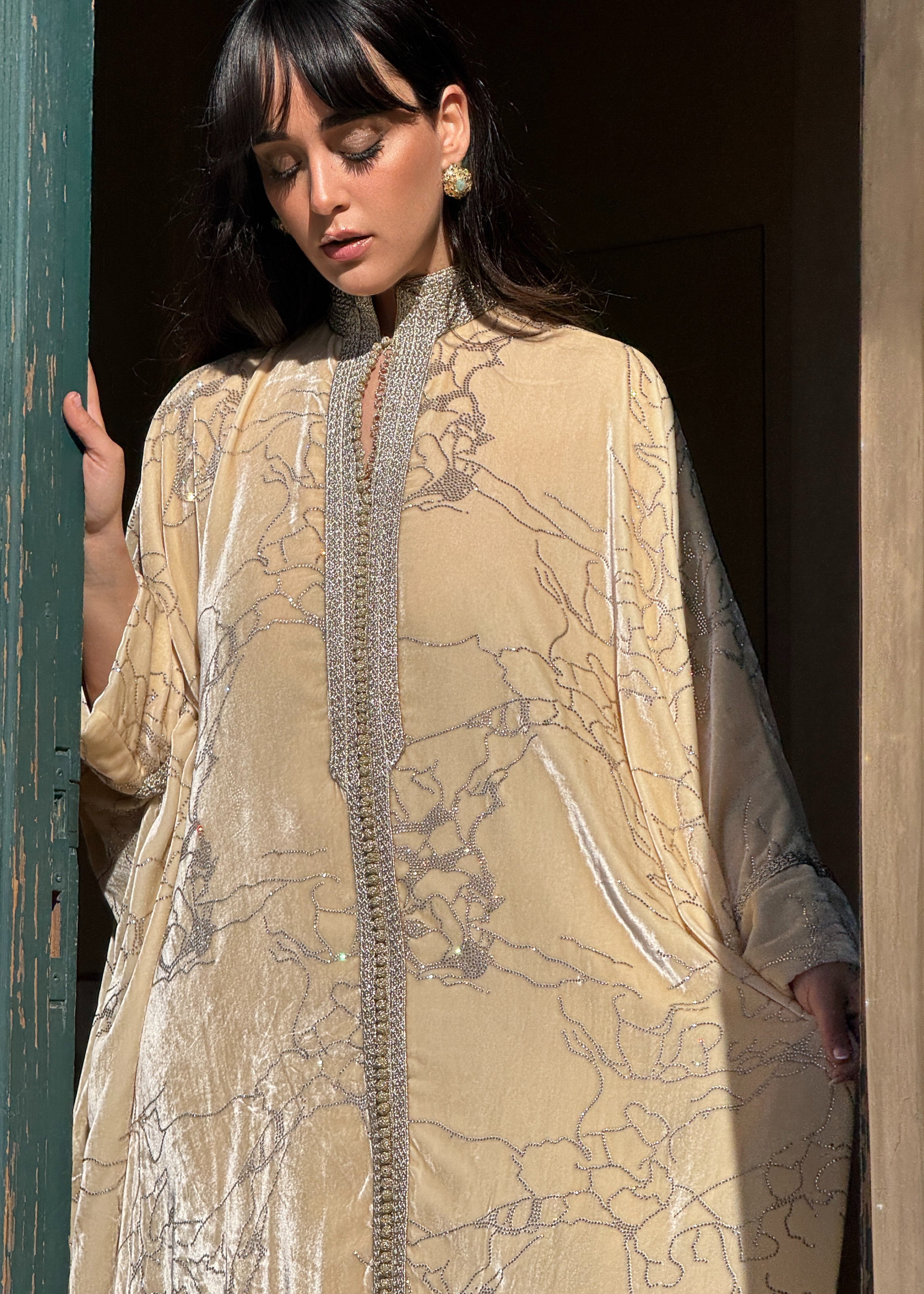 ZWENA SILK VELVET KAFTAN