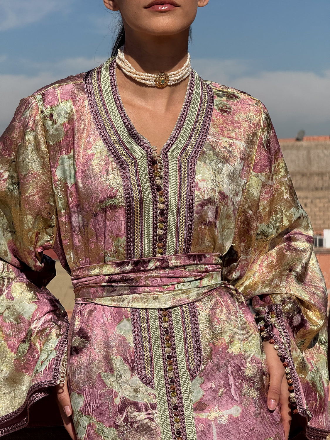 MAYSSA TWO-PIECE SILK KAFTAN