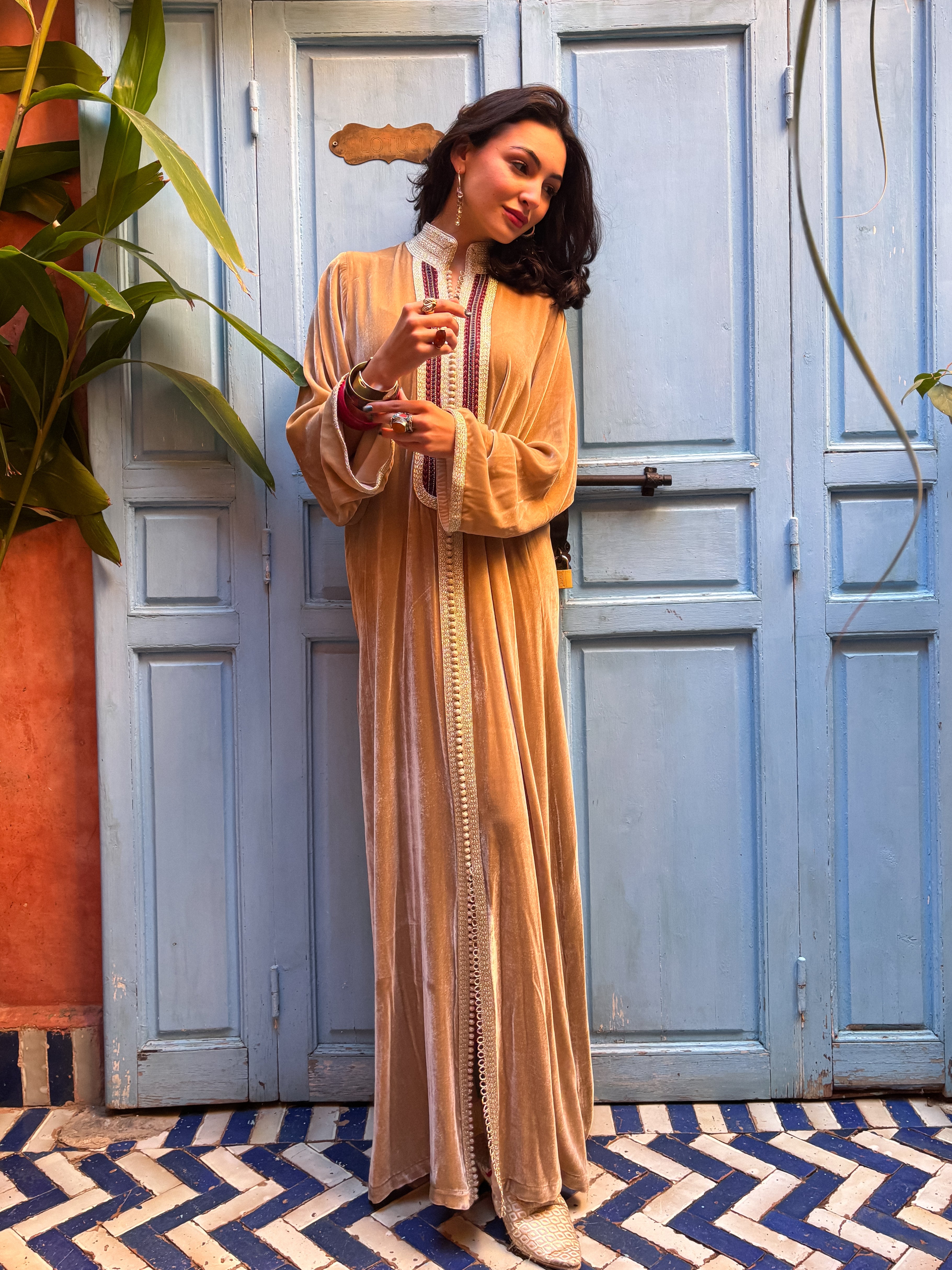 RAOUIA SILK VELVET KAFTAN