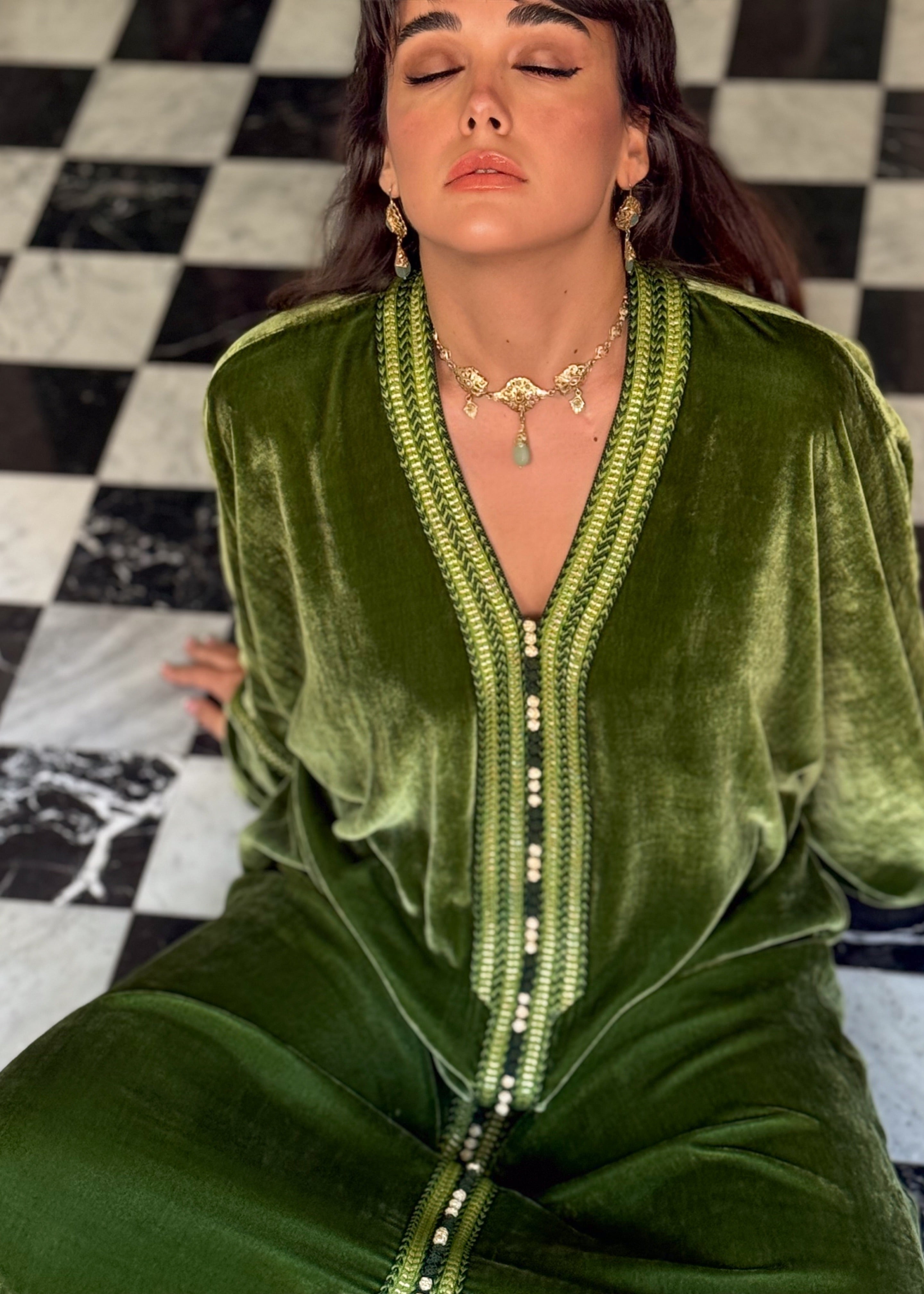 WISSAL SILK VELVET KAFTAN