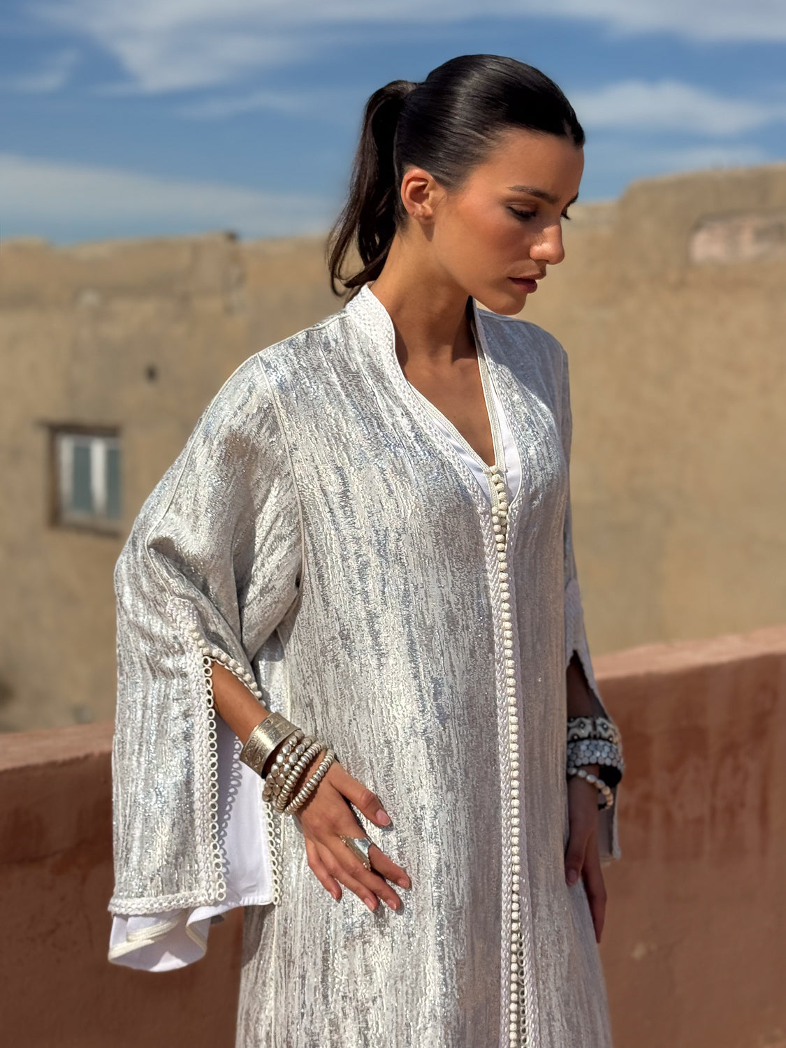 SELMA TWO-PIECE SILK KAFTAN