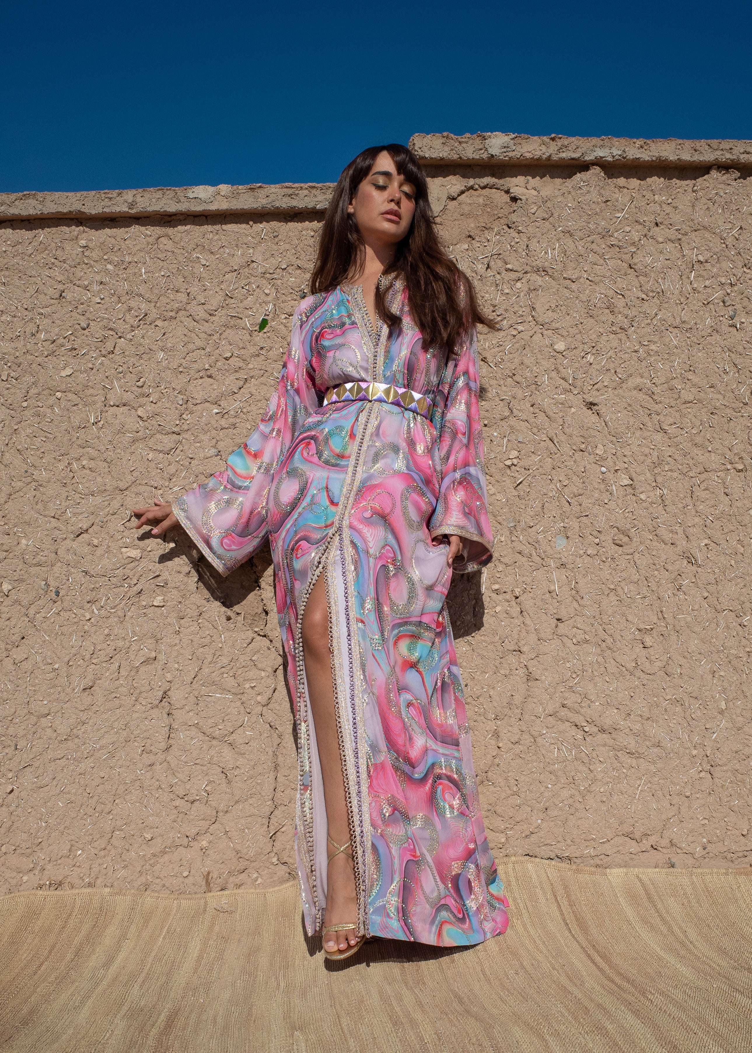 LAOUNA 2 PIECES SILK KAFTAN