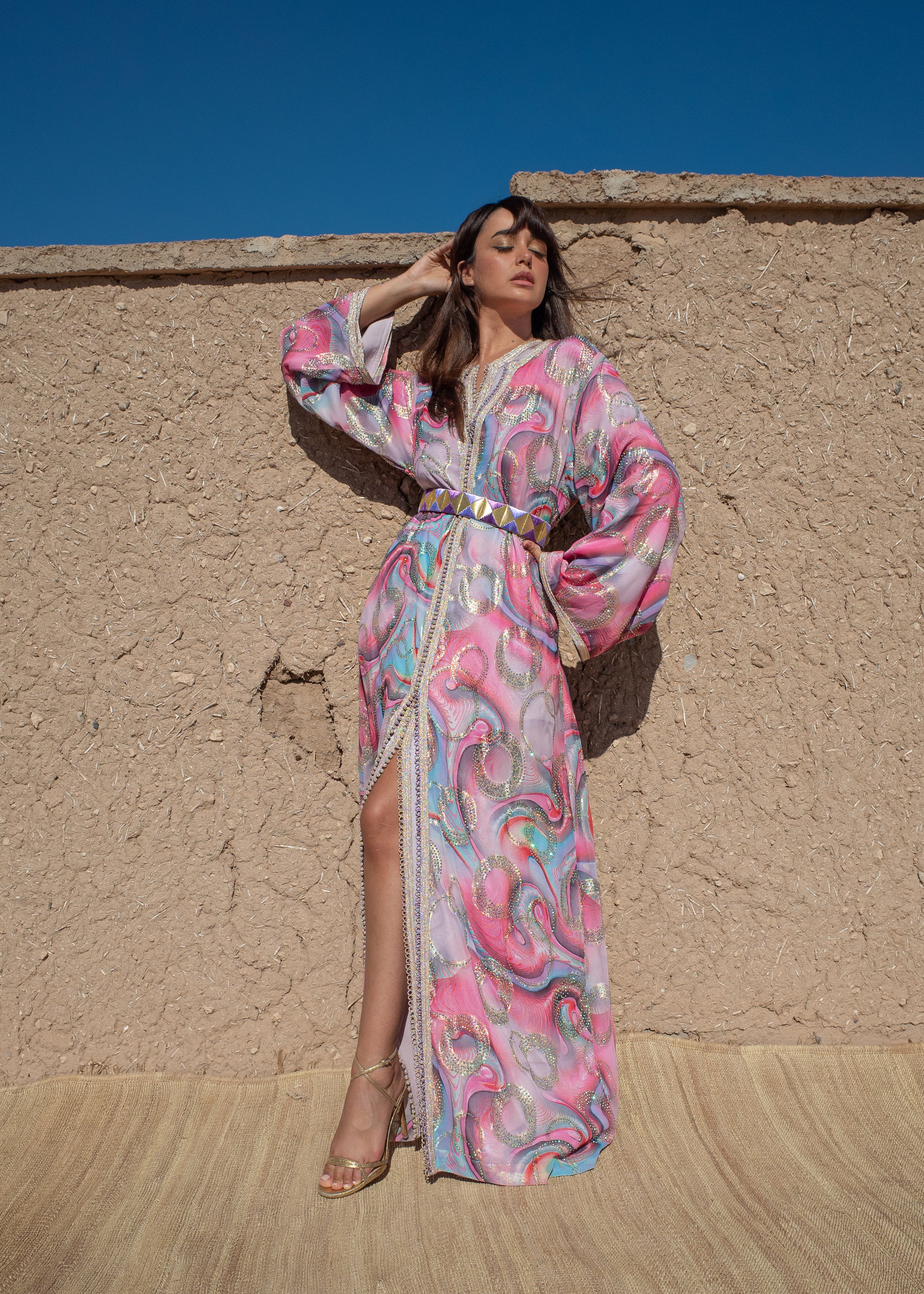 LAOUNA 2 PIECES SILK KAFTAN