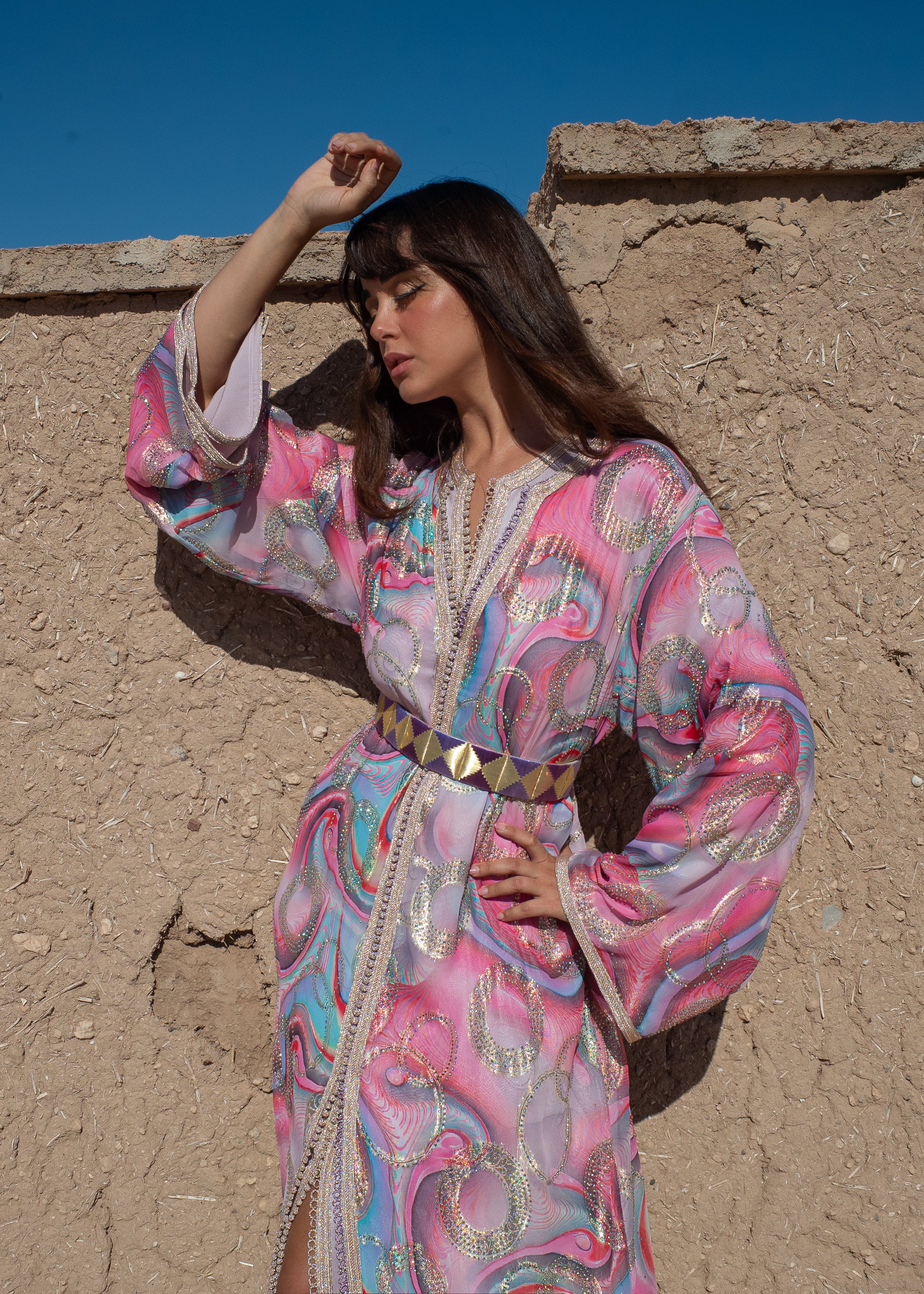 LAOUNA 2 PIECES SILK KAFTAN