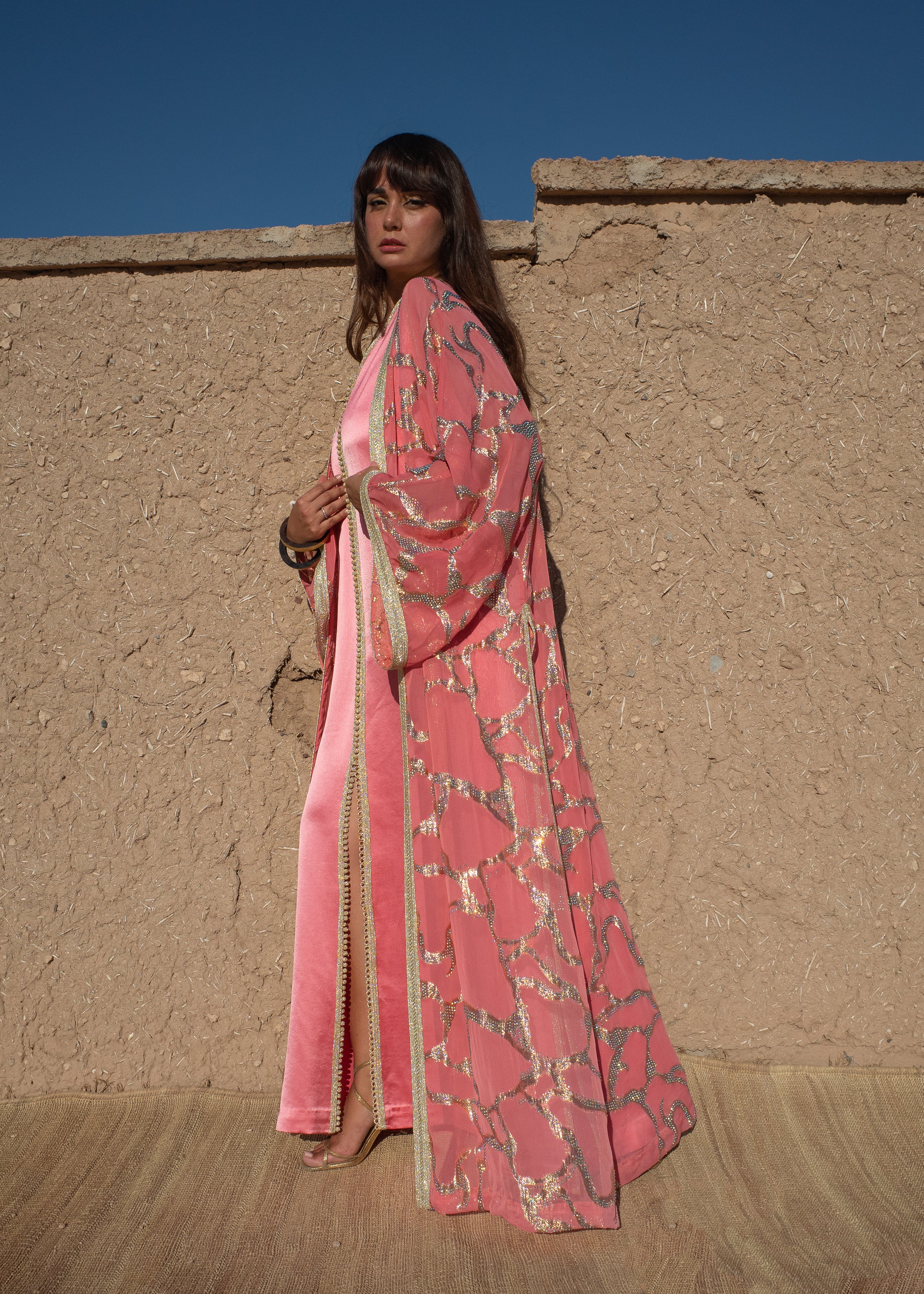 ROSA 2 PIECES SILK KAFTAN