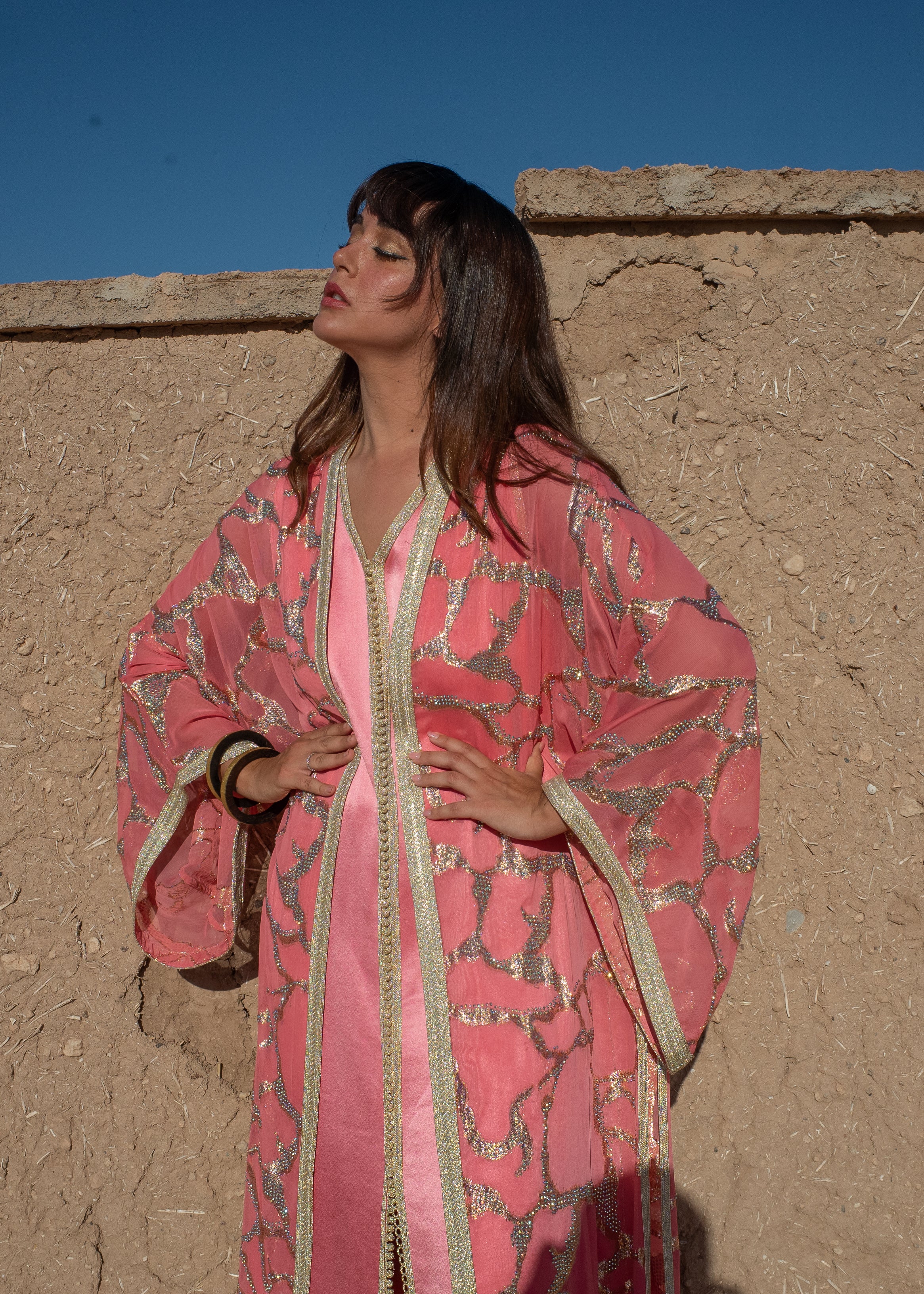 ROSA 2 PIECES SILK KAFTAN