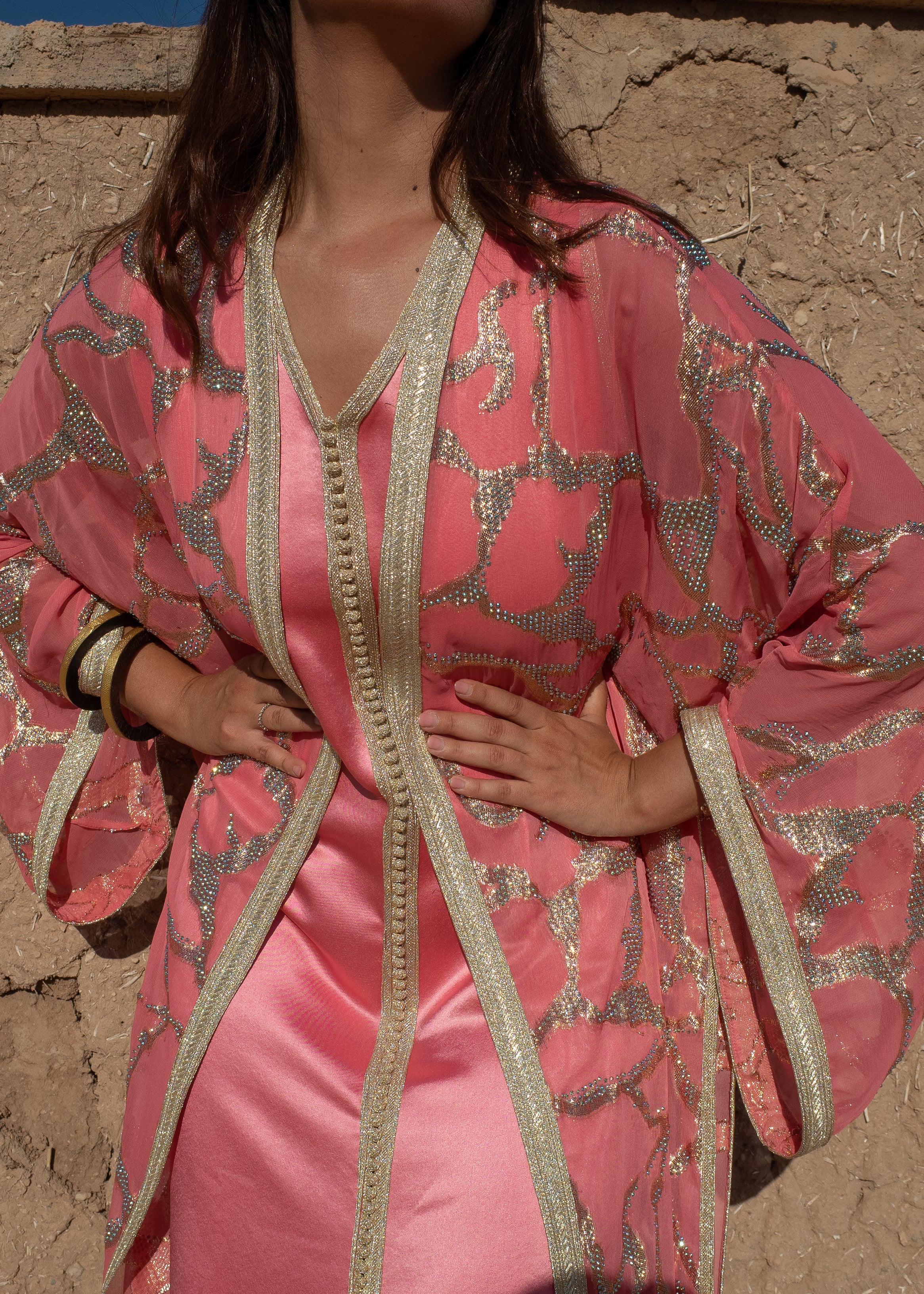 ROSA 2 PIECES SILK KAFTAN