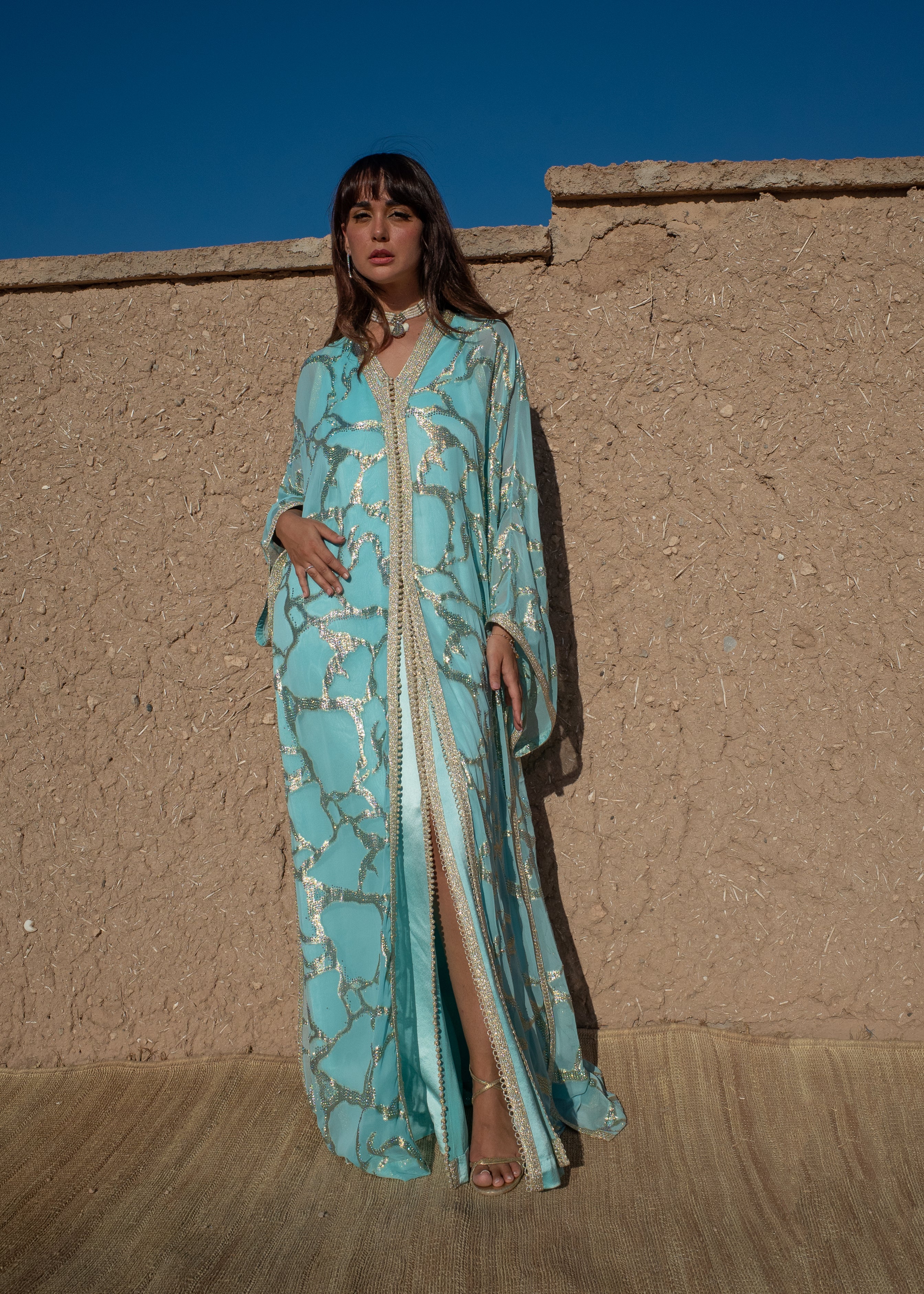 FAYRUZ 2 PIECES SILK KAFTAN