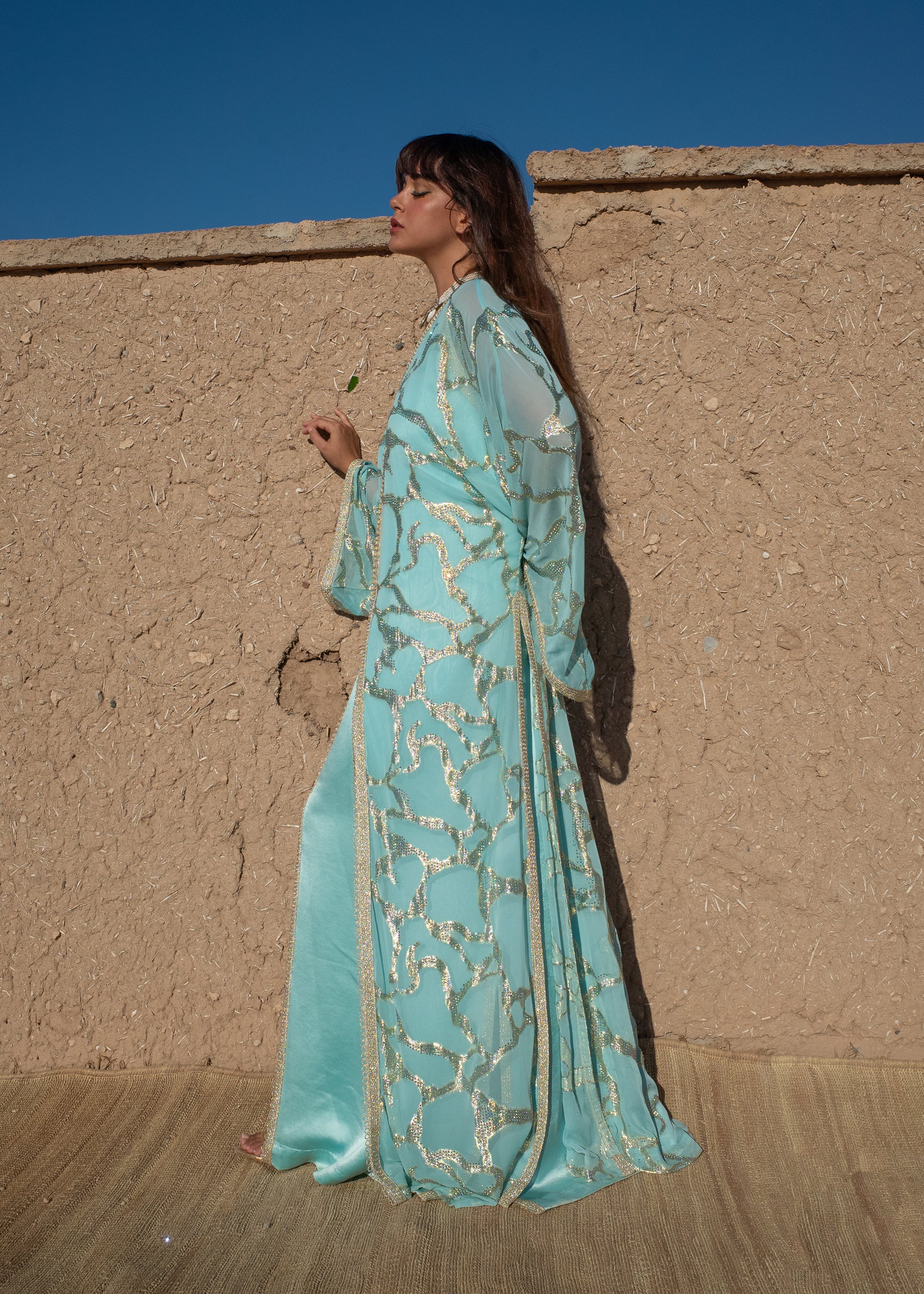 FAYRUZ 2 PIECES SILK KAFTAN