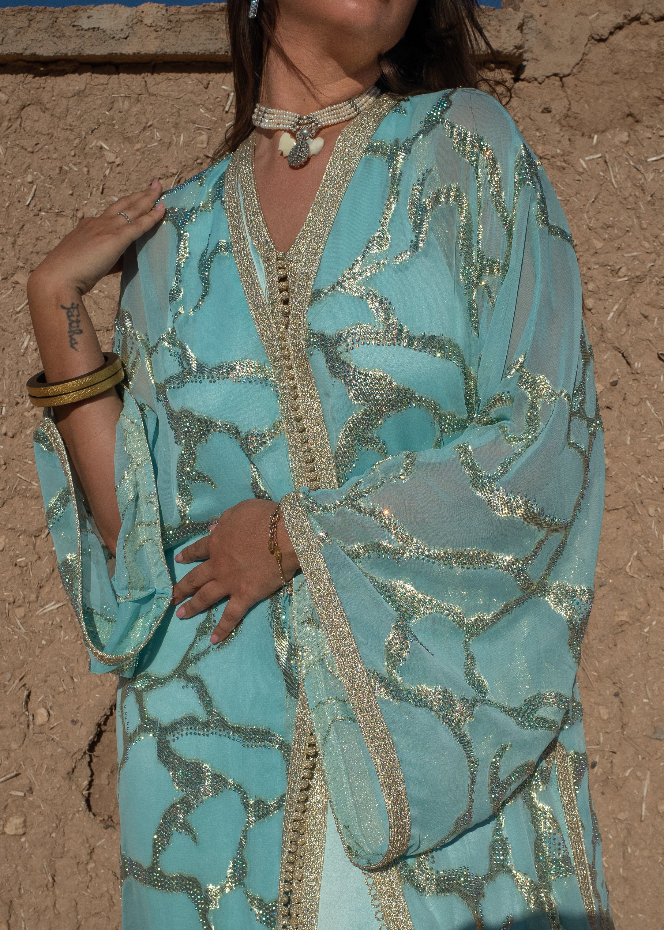 FAYRUZ 2 PIECES SILK KAFTAN