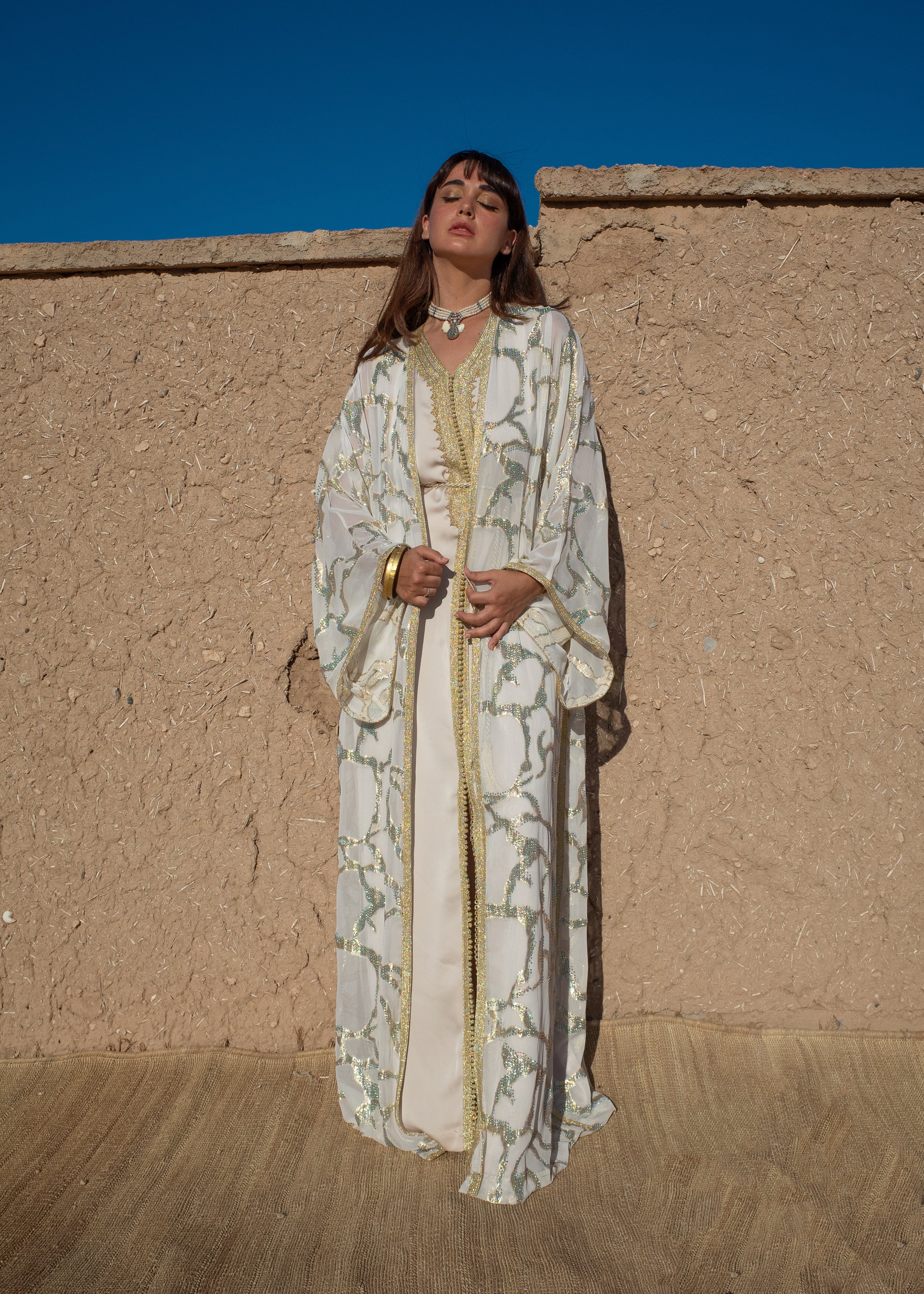 RABAB 2 PIECES SILK KAFTAN