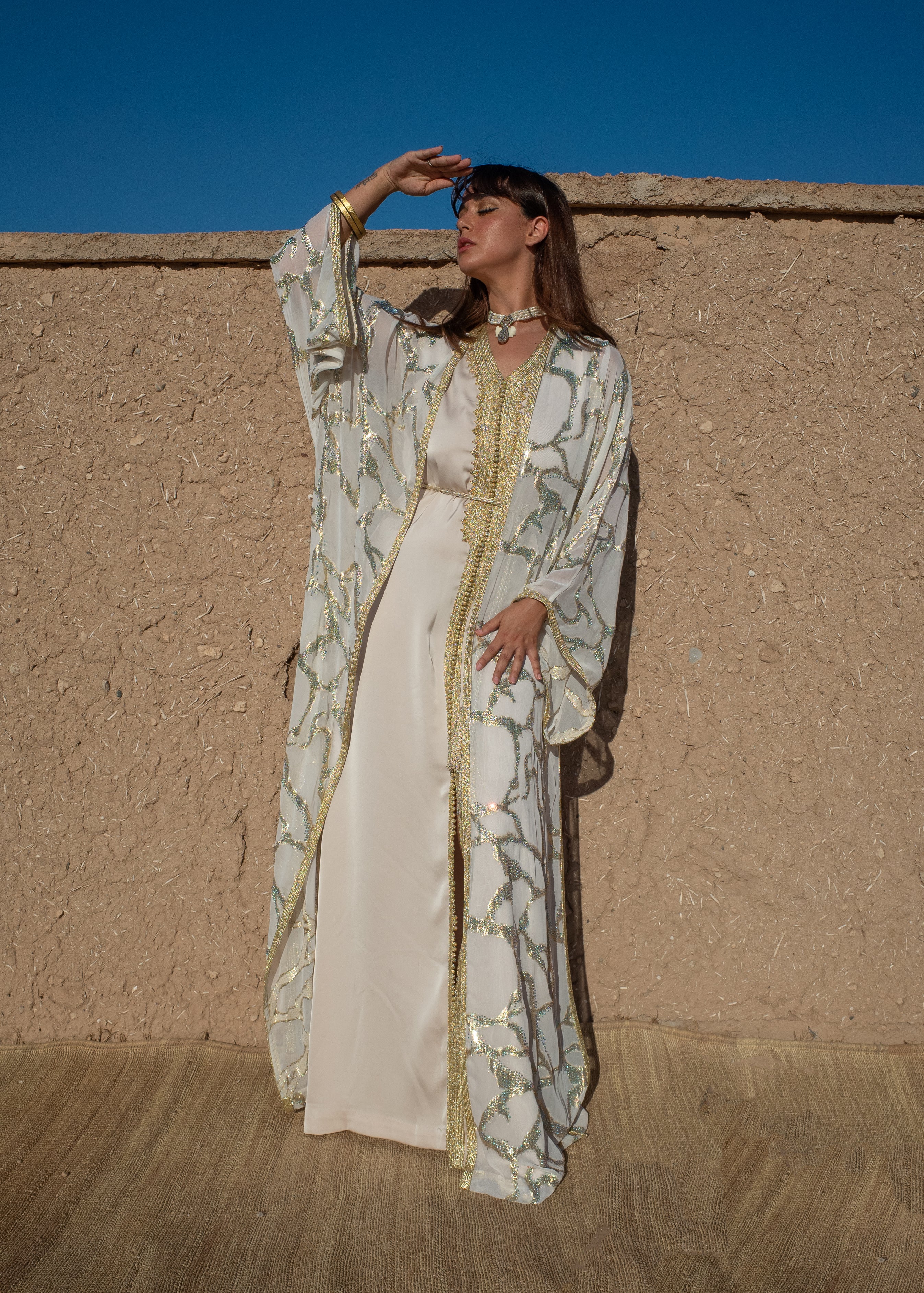 RABAB 2 PIECES SILK KAFTAN