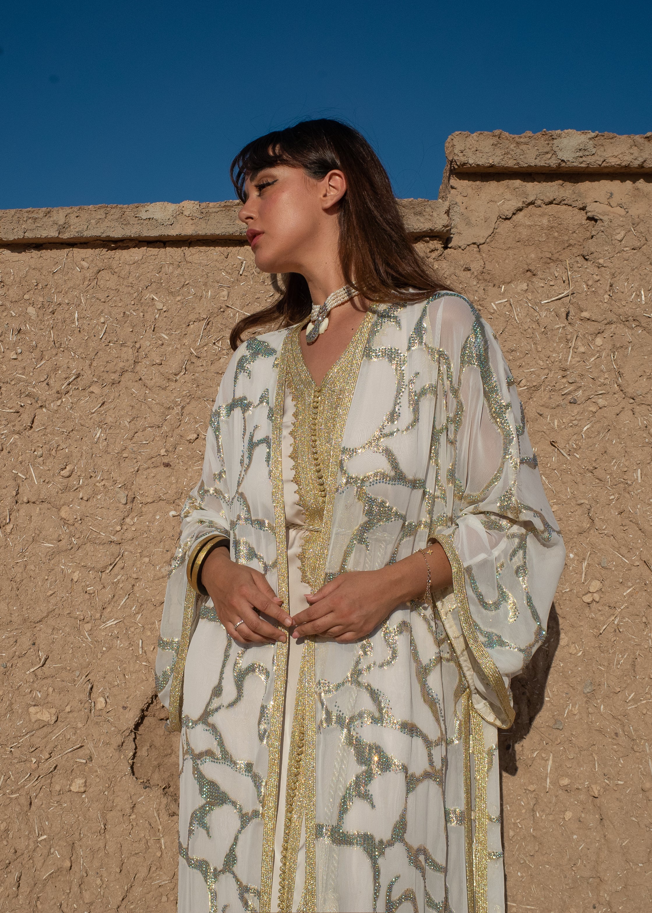 RABAB 2 PIECES SILK KAFTAN